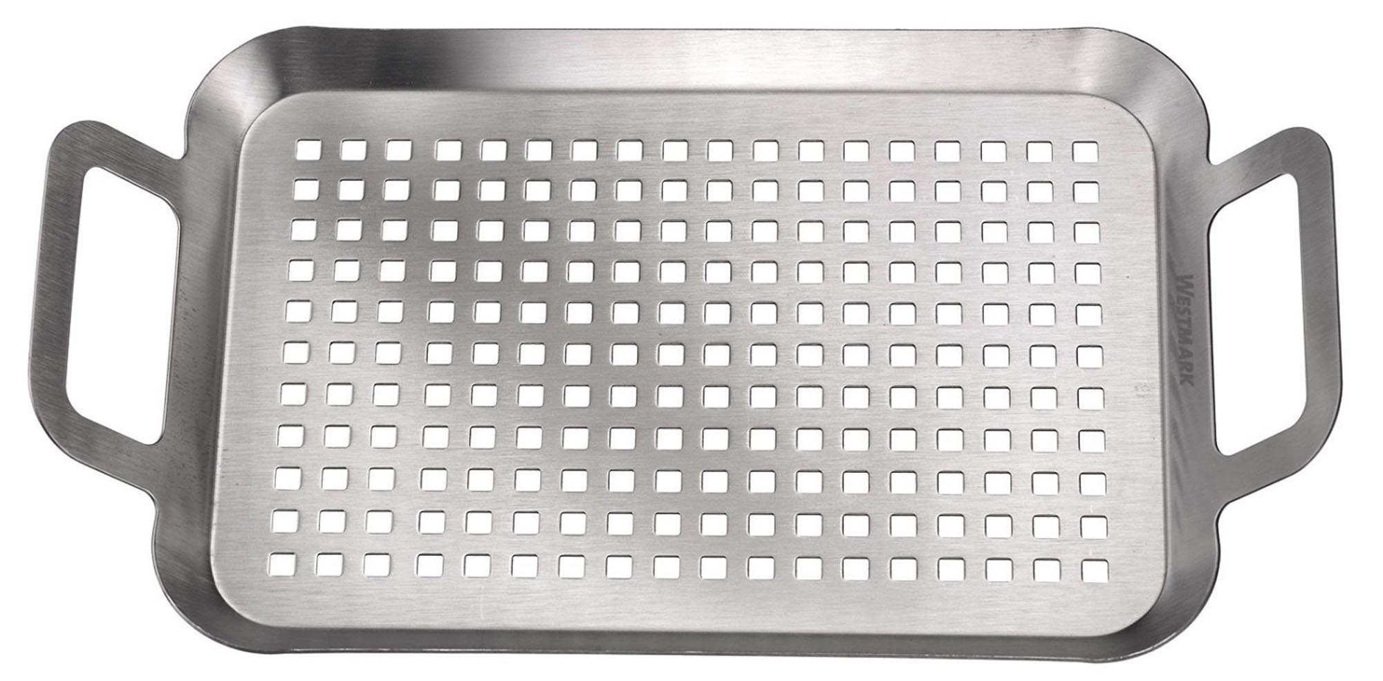 Kleine, flache Grillpfanne aus Edelstahl von Westmark, ideal für gleichmäßiges Braten und Grillen kleiner Portionen.