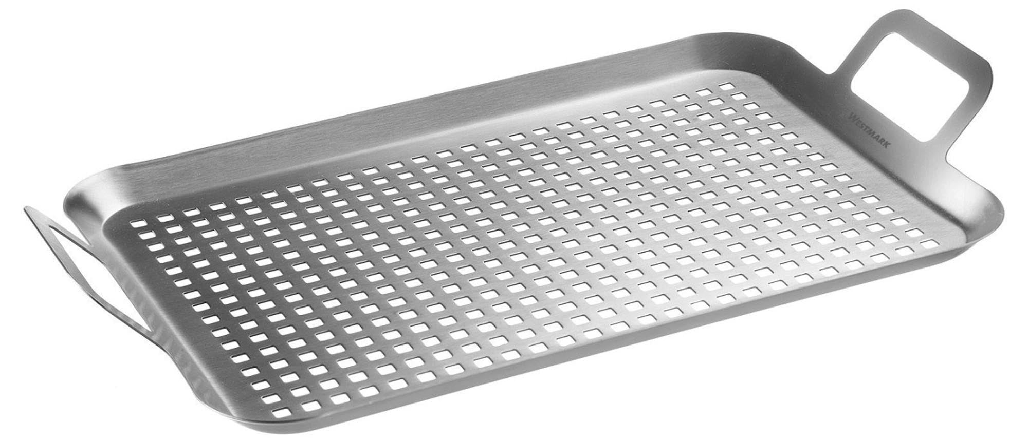 Grillpfanne flach, klein, Edelstahl in Silber präsentiert im Onlineshop von KAQTU Design AG. Grillzubehör ist von Westmark