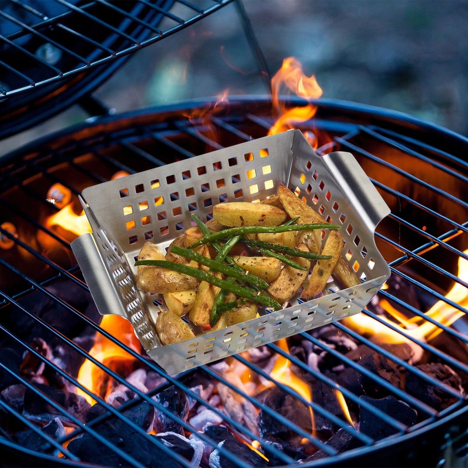 Edelstahl Grillkorb von Westmark, ideal für das Grillen von Gemüse und Fisch, robust und langlebig, perfektes Grillzubehör für BBQ-Fans.
