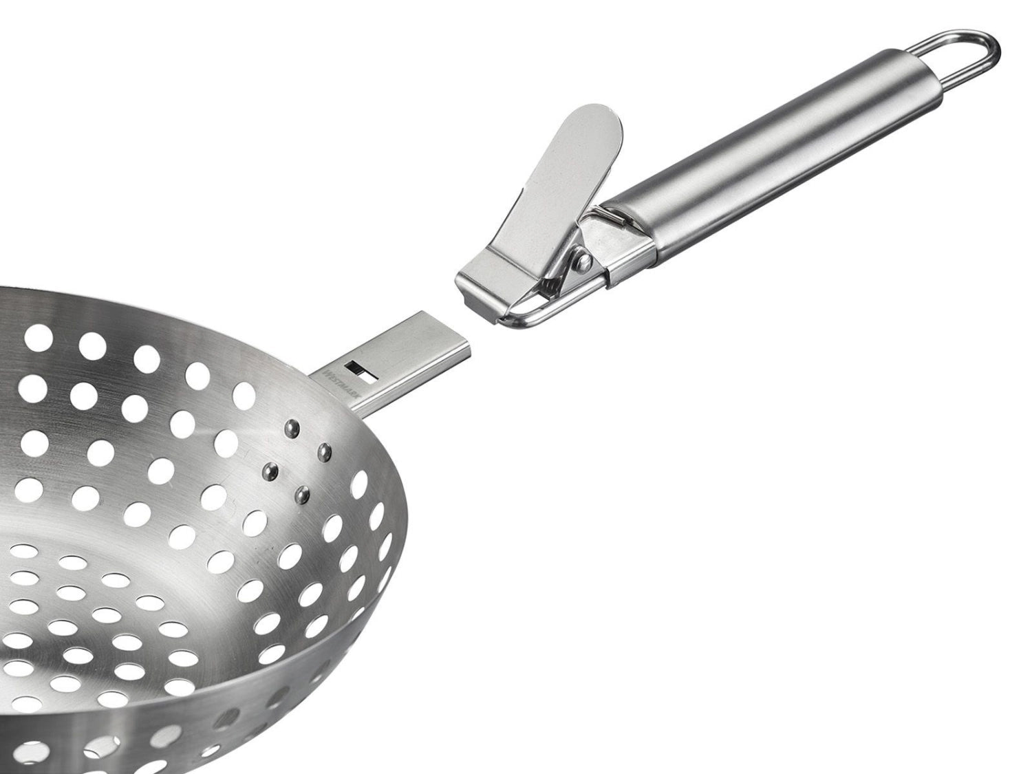 Hochwertiger Grillwok aus Edelstahl von Westmark, ideal für das Grillen im Freien, vielseitig einsetzbar für köstliche Grillgerichte.