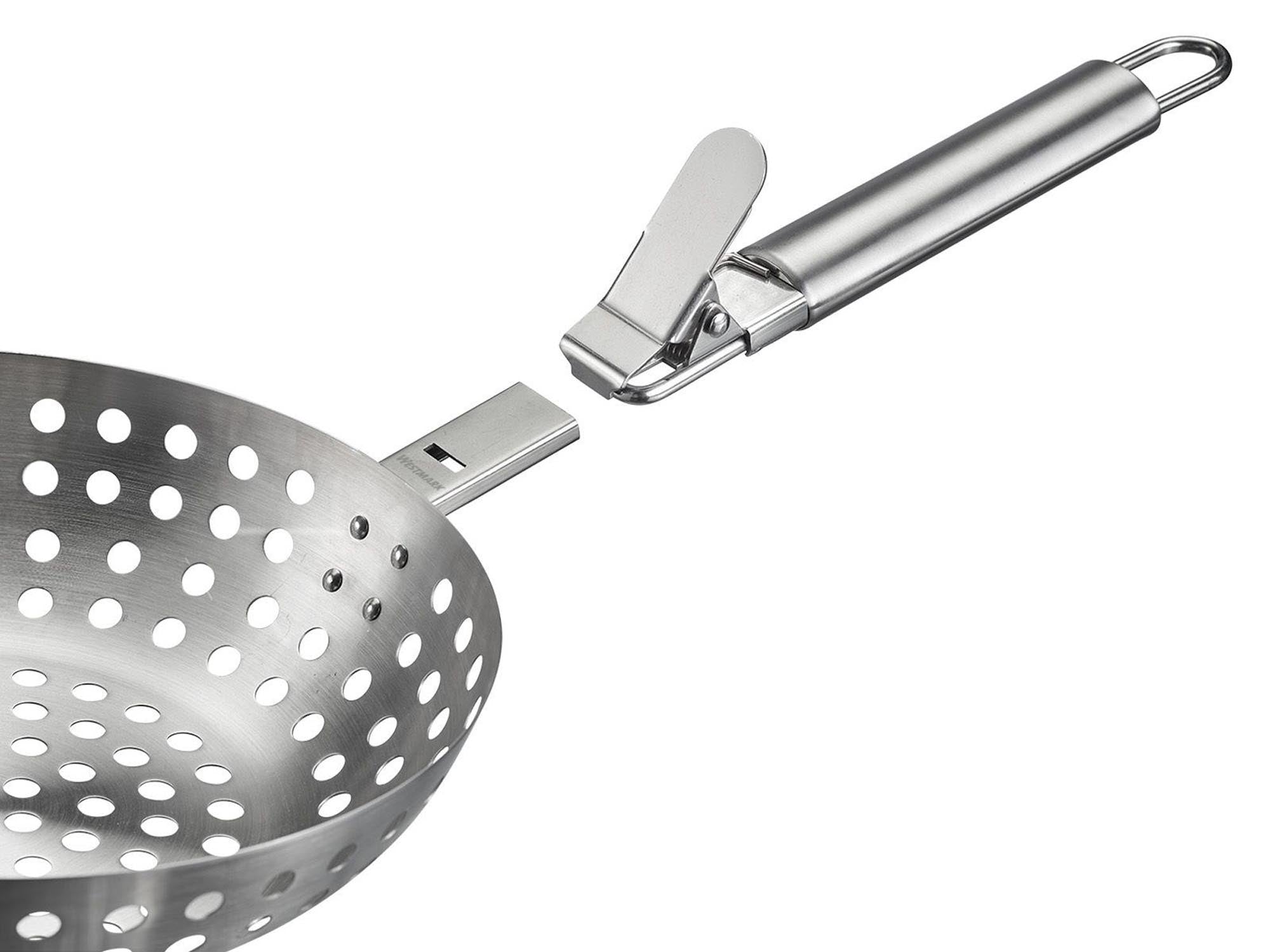 Grillwok aus Edelstahl von Westmark, ideal für Gemüse und Fleisch, robust, langlebig und perfekt für den Grill.