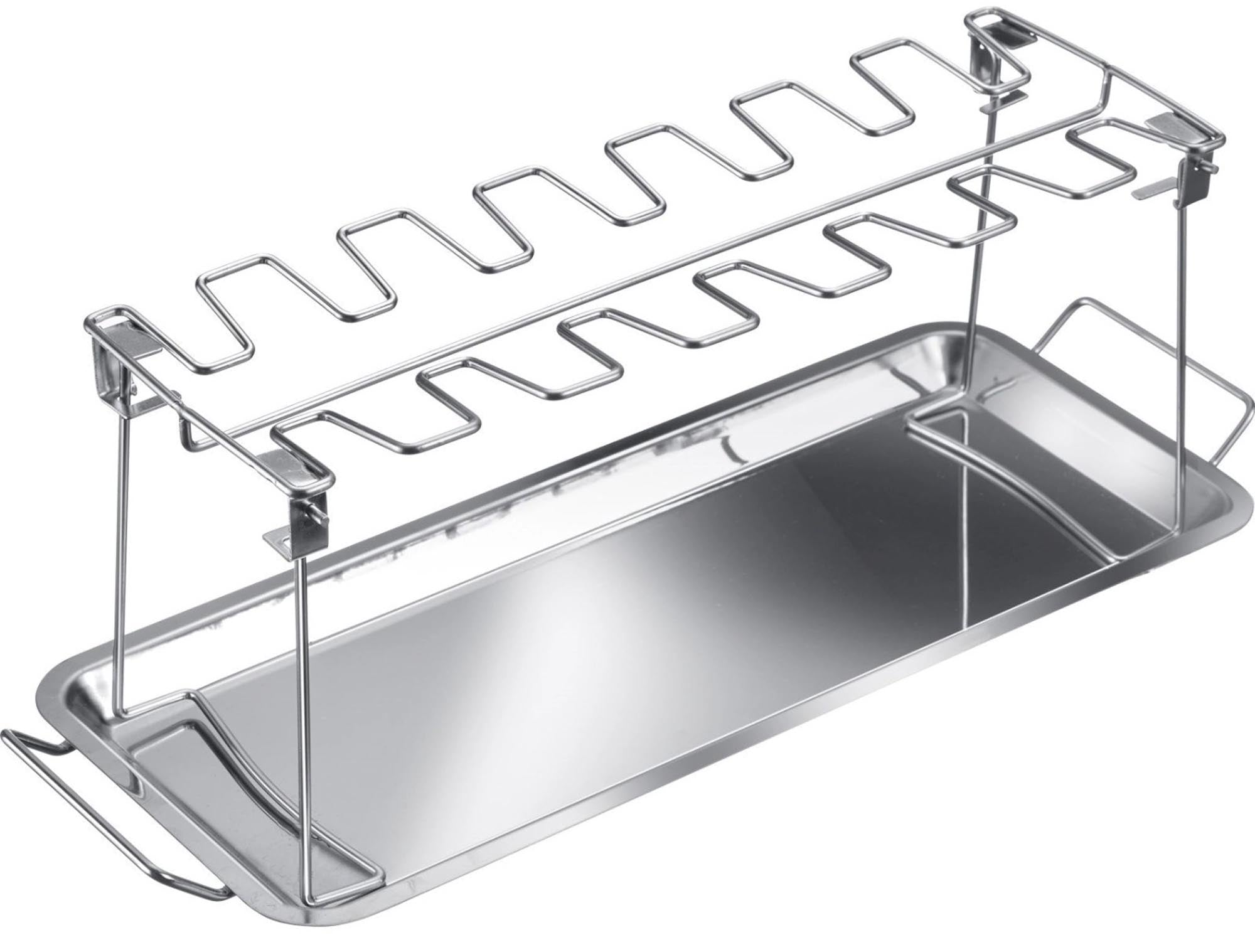 Hähnchenkeulenhalter, Edelstahl in Silber präsentiert im Onlineshop von KAQTU Design AG. Backutensilien ist von Westmark
