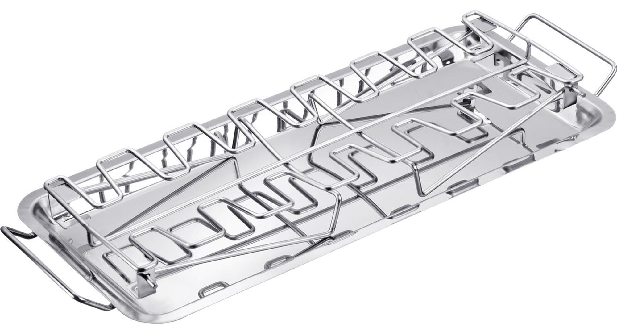 Praktischer Edelstahl-Halter für Hähnchenkeulen von Westmark, ideal für gleichmäßiges Grillen und knusprige Ergebnisse.