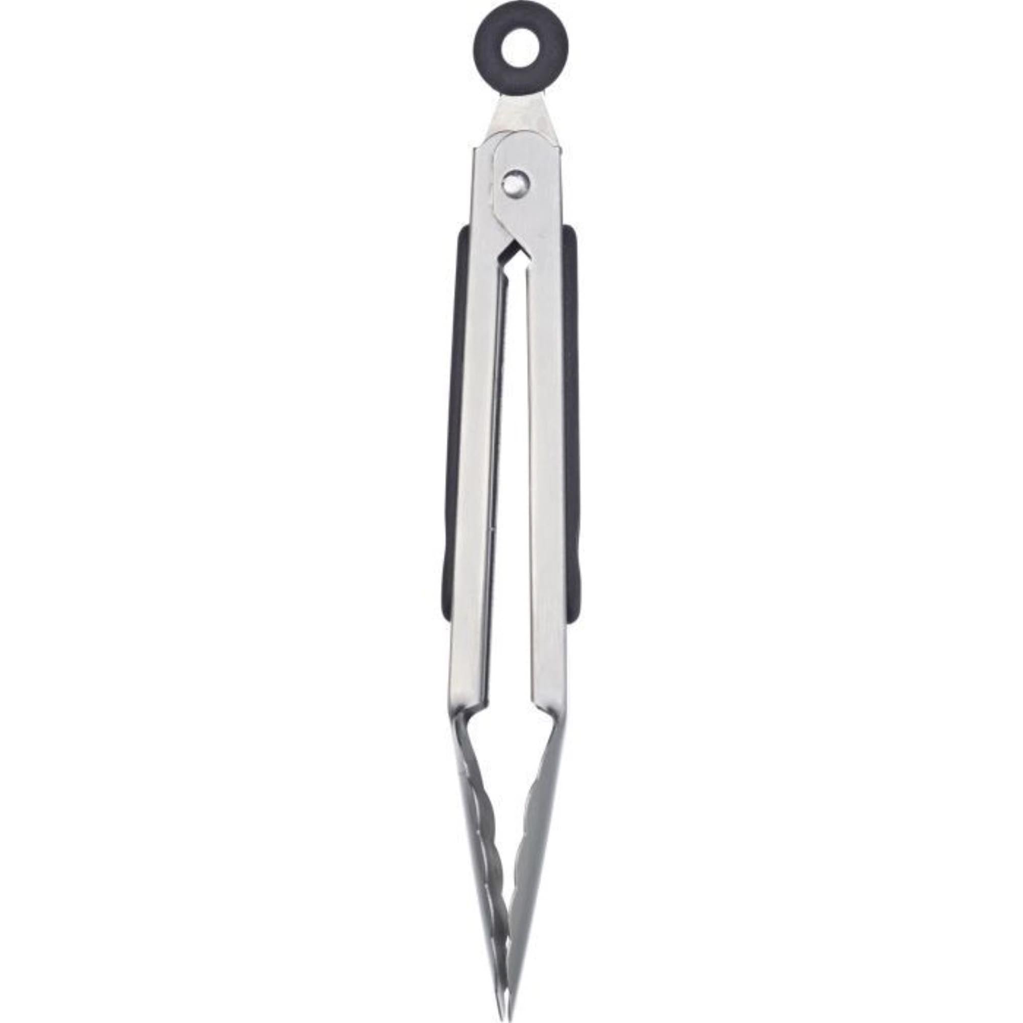 Praktische Edelstahl-Grillzange, 20cm, ideal für kleine Grillflächen und präzises Wenden von Speisen. Vielseitig und kompakt.