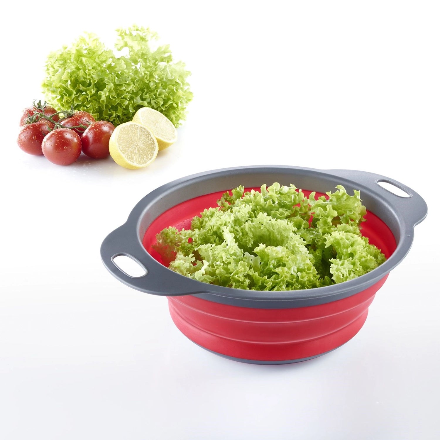 Praktisches Mini-Abtropfsieb von Westmark, faltbar und mit 18,5 cm Durchmesser. Perfekt für kleine Mengen und platzsparend in der Küche.