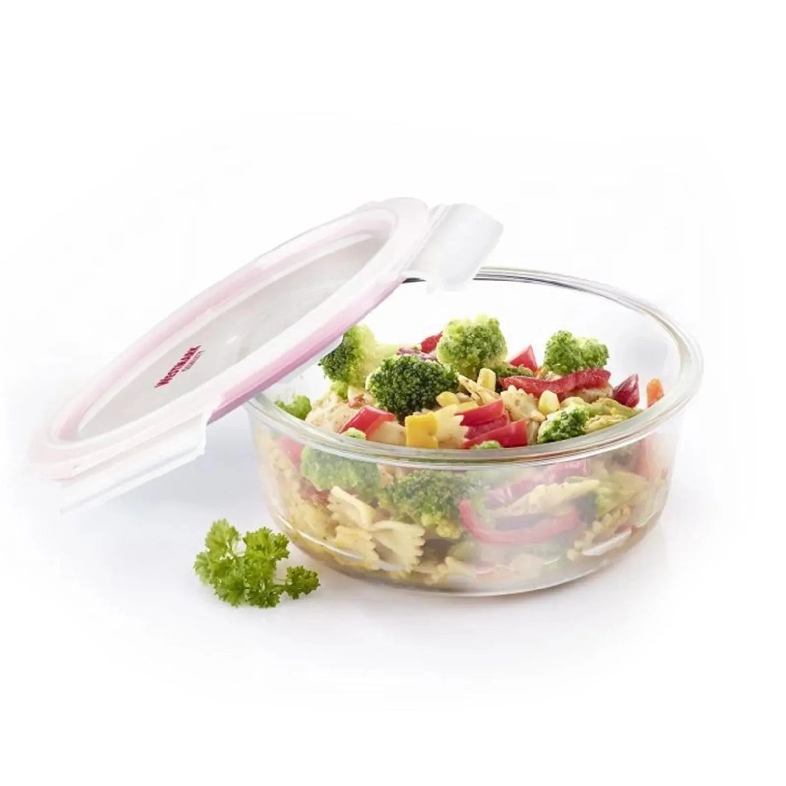 Praktische 650ml Glas-Frischhaltedose von Westmark, rund, perfekt für nachhaltige Lagerung und vielseitige Verwendung.