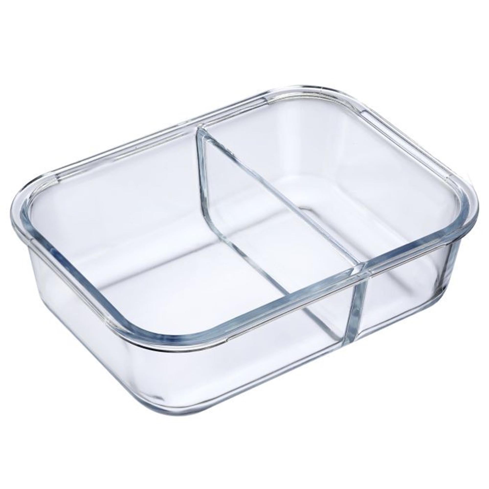 Praktische Glas-Frischhaltedose 570ml von Westmark mit 2 Fächern, ideal für die Aufbewahrung und Trennung von Lebensmitteln.