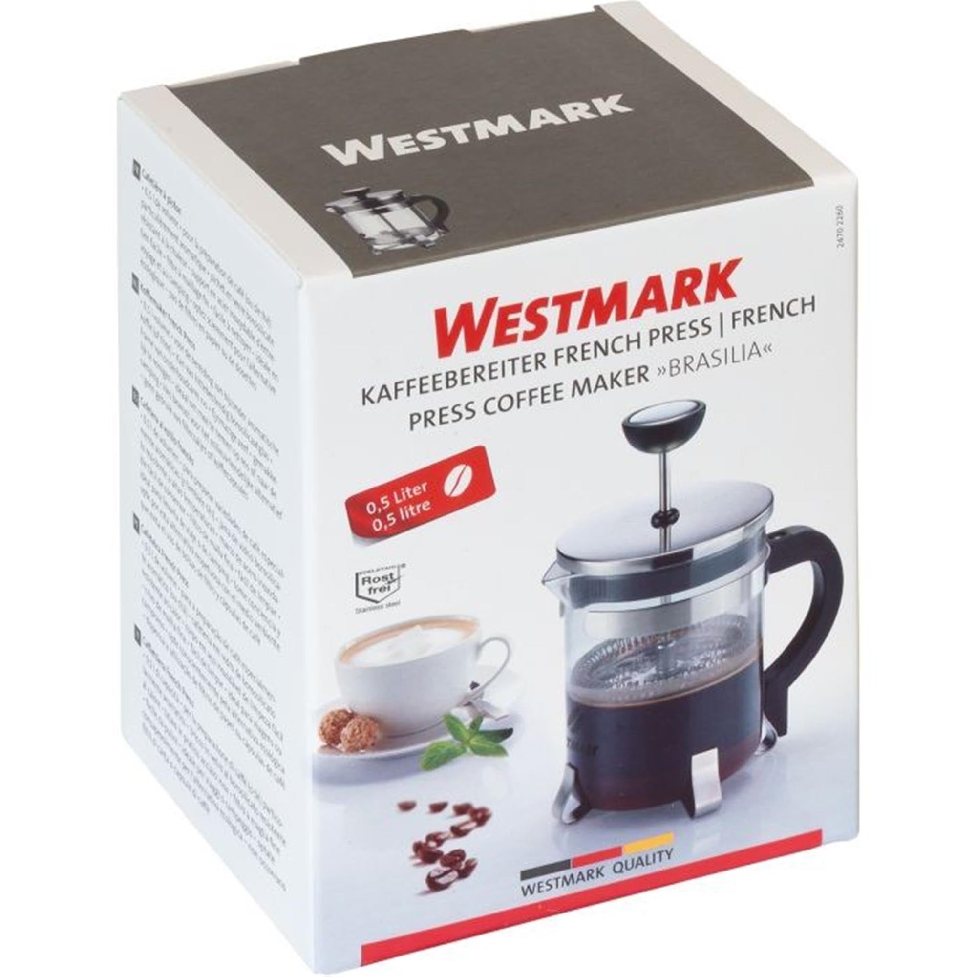 Eleganter French Press Kaffeebereiter von Westmark, 500ml, ideal für aromatischen Kaffee, einfach zu bedienen und stilvoll.