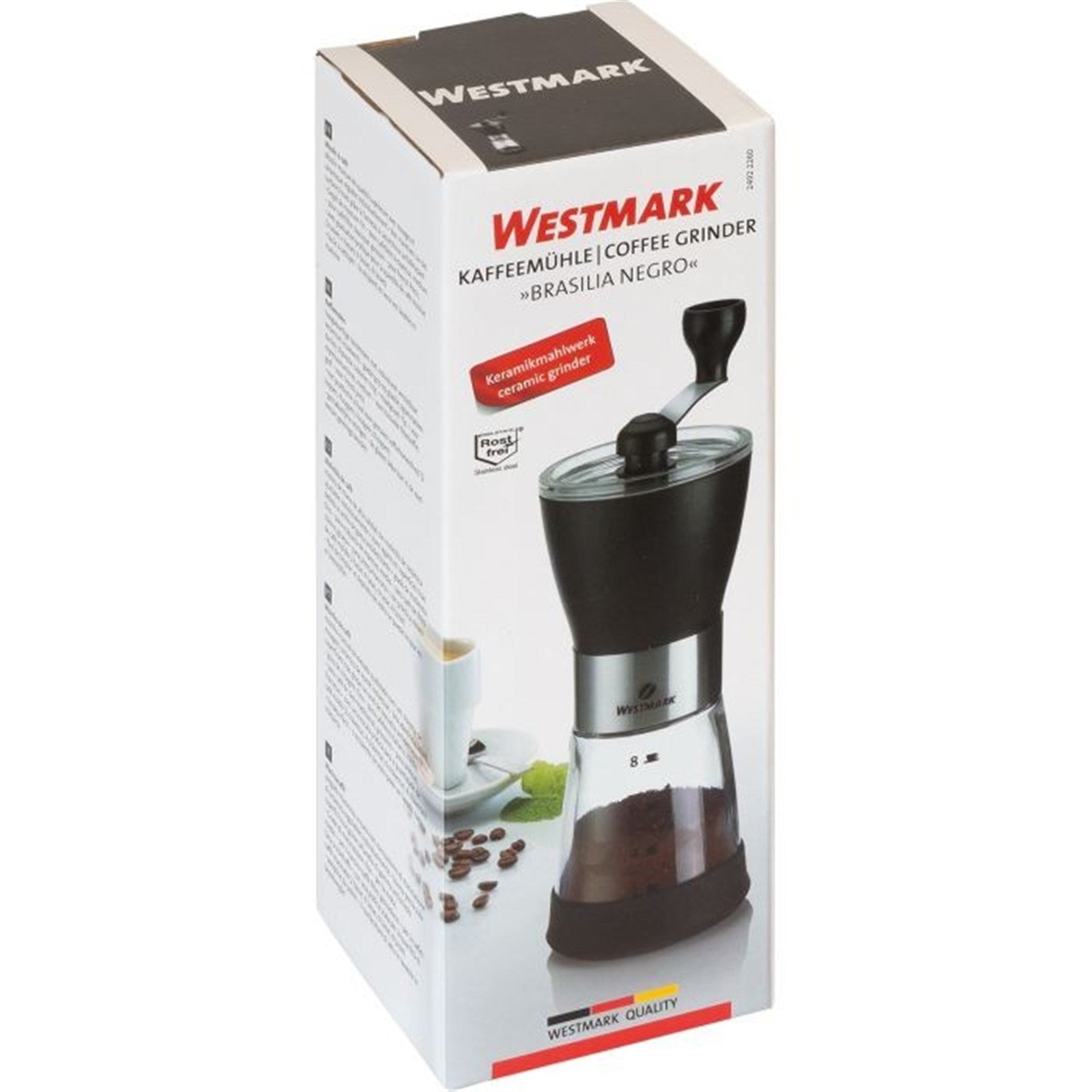 Die Westmark Kaffeemühle Brasilia Negro mahlt Kaffeebohnen frisch und gleichmäßig für ein intensives Aroma.