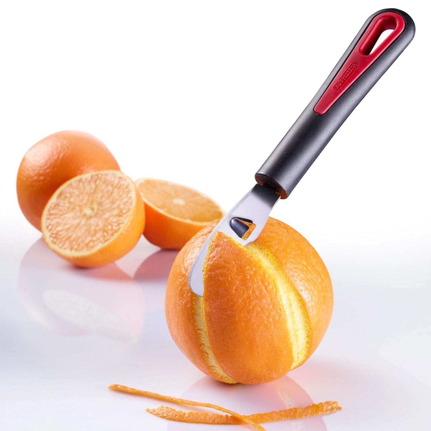 Orangenschäler Gallant von Westmark, ergonomisches Design, ideal zum einfachen Schälen von Orangen und anderen Zitrusfrüchten.
