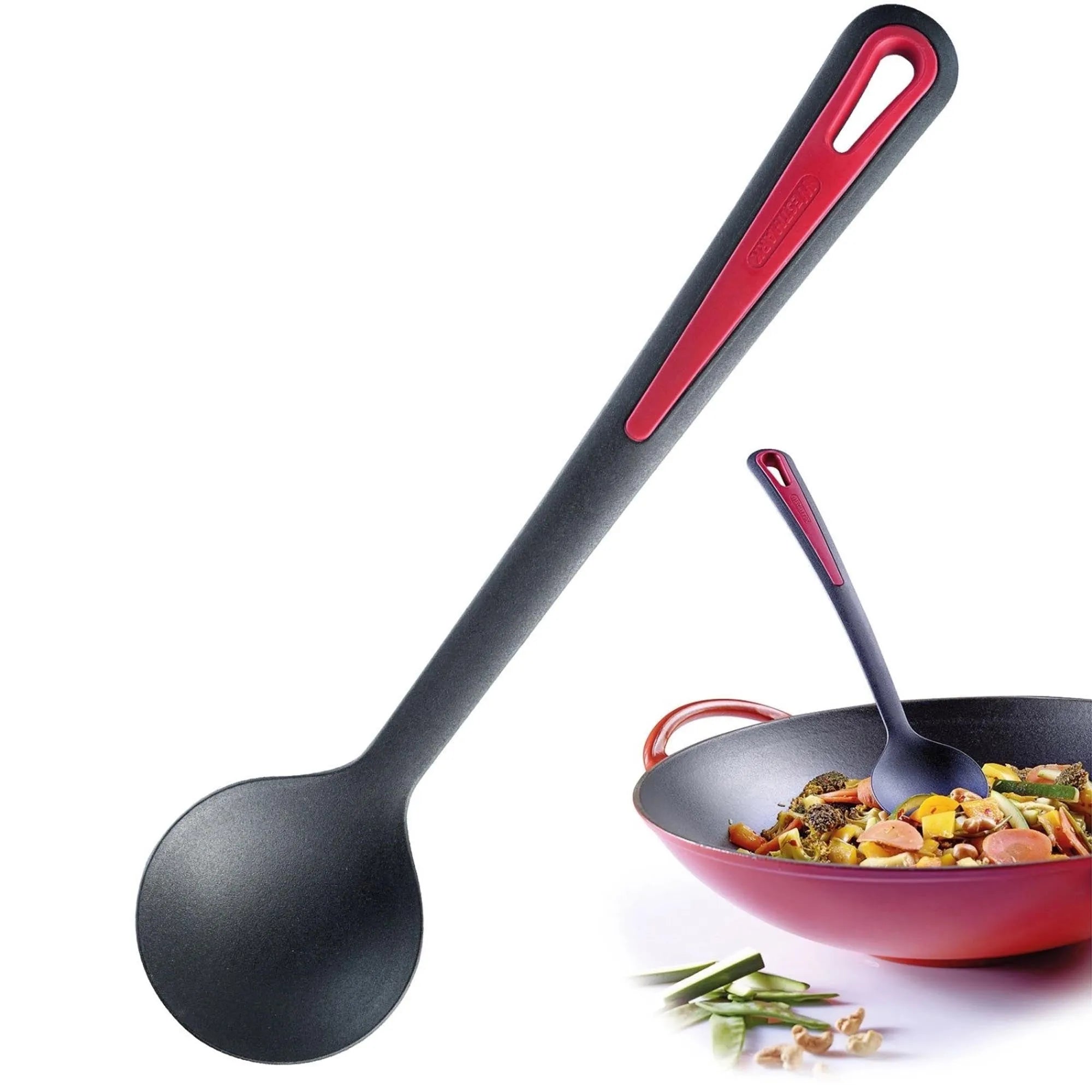 Hochwertiger Gemüse- und Woklöffel von Westmark, ideal für Wokgerichte, ergonomisch und robust für komfortables Kochen.