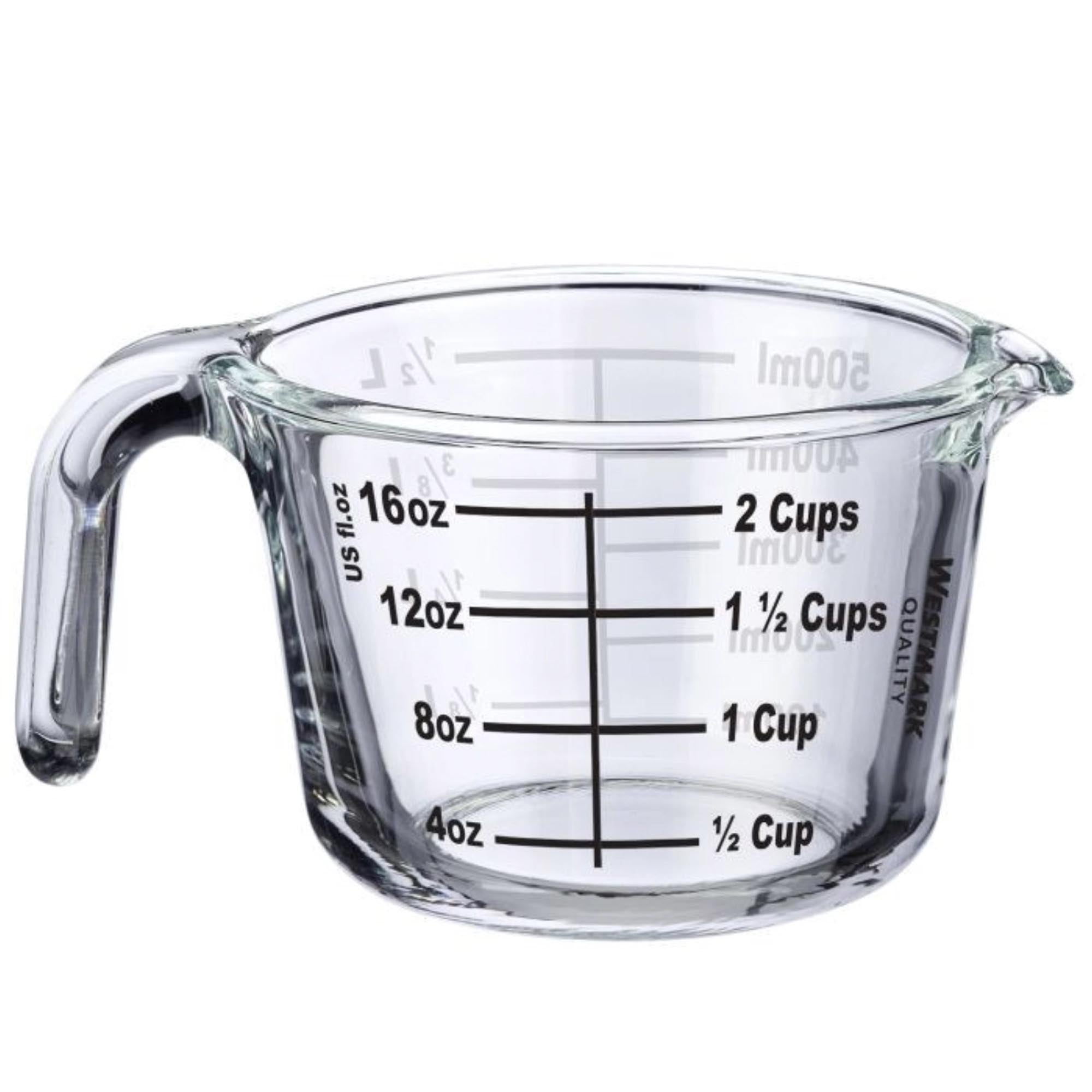 Hitzebeständige 0,5 l Messkanne aus robustem Borosilikatglas, ideal für präzises Abmessen und vielseitige Küchenanwendungen.