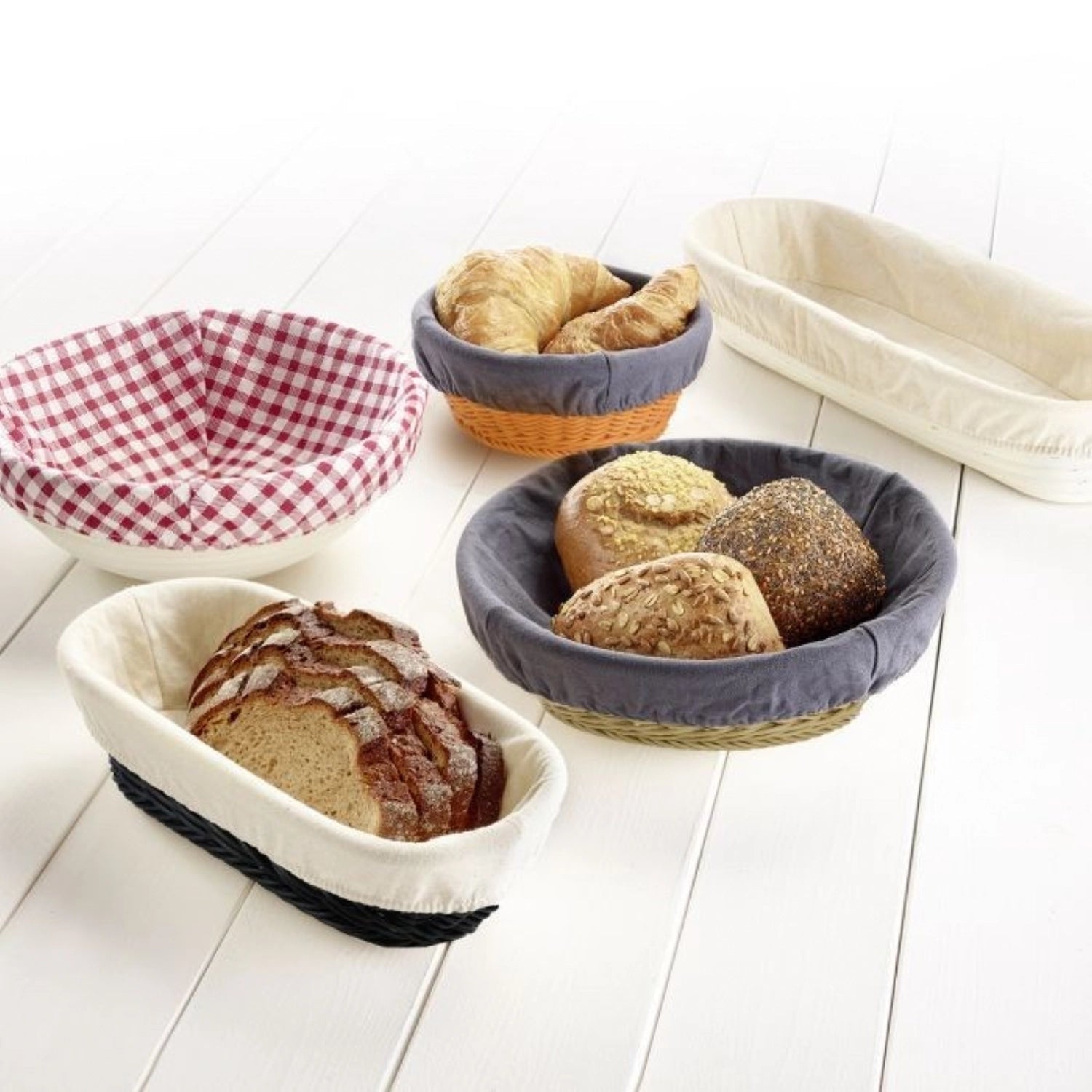 Ovaler anthrazitfarbener Bezug für kleine Körbchen, ideal für Brot und Gebäck, hochwertig und pflegeleicht von Westmark.