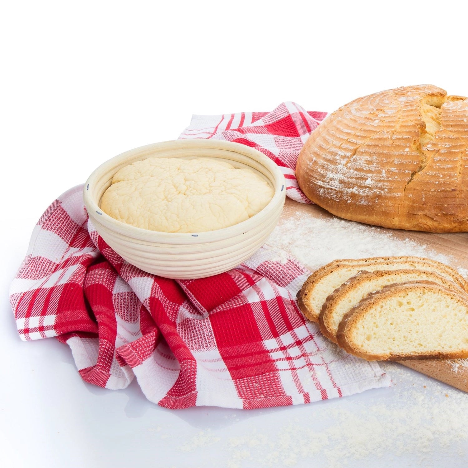 Rundes Gärkörbchen Set mit Bezug von Westmark, ideal für das Brotbacken, Durchmesser 20,5 cm, Höhe 8,1 cm, sorgt für perfekte Teigführung.