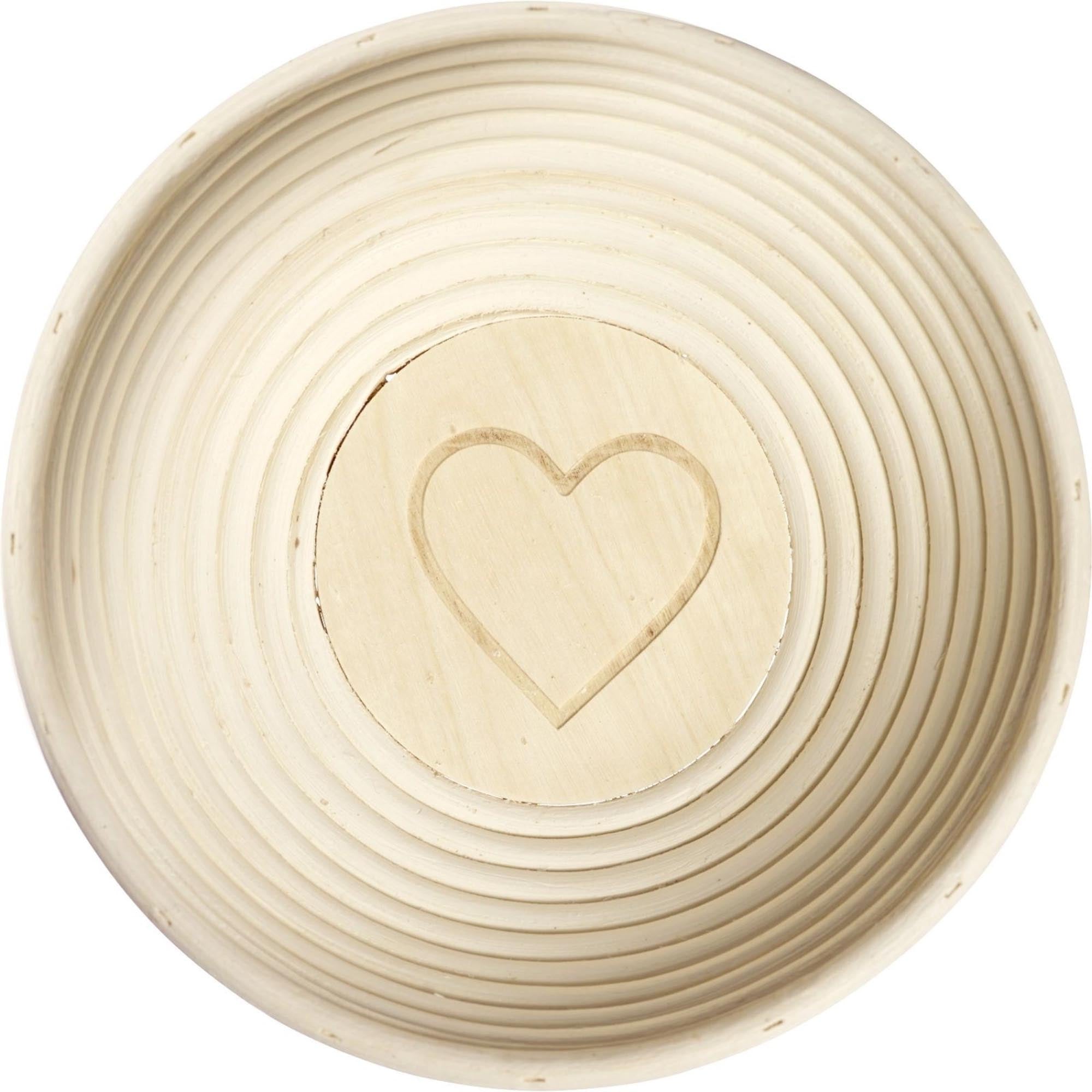 Gärkörbchen-Set rund mit Herzmotiv, inkl. Stoffbezug, perfekt für Brotbacken, Masse: 24,5 x 8,5 cm, von Westmark.