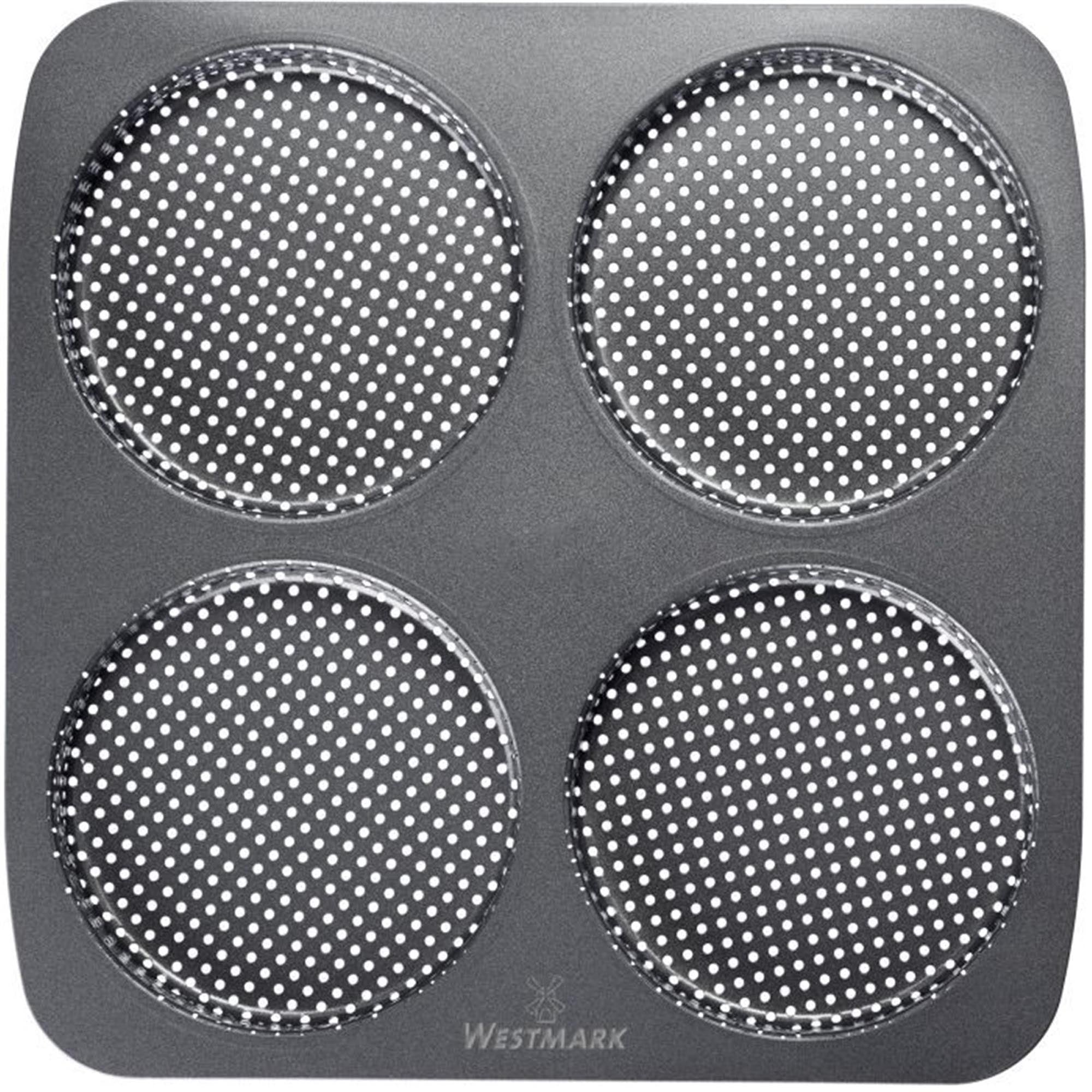 Backform für 4 grosse Burgerbrötchen, 28x28cm, antihaftbeschichtet, ideal für gleichmässiges Backen, von Westmark.