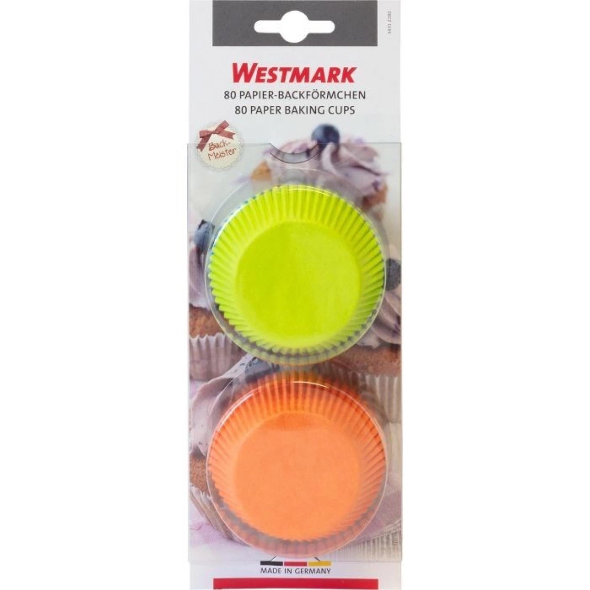 Farbenfrohe Muffin-Papierförmchen von Westmark, 80 Stück, 4 Farben, perfekt für Backen und Dekorieren, praktisch und hochwertig.