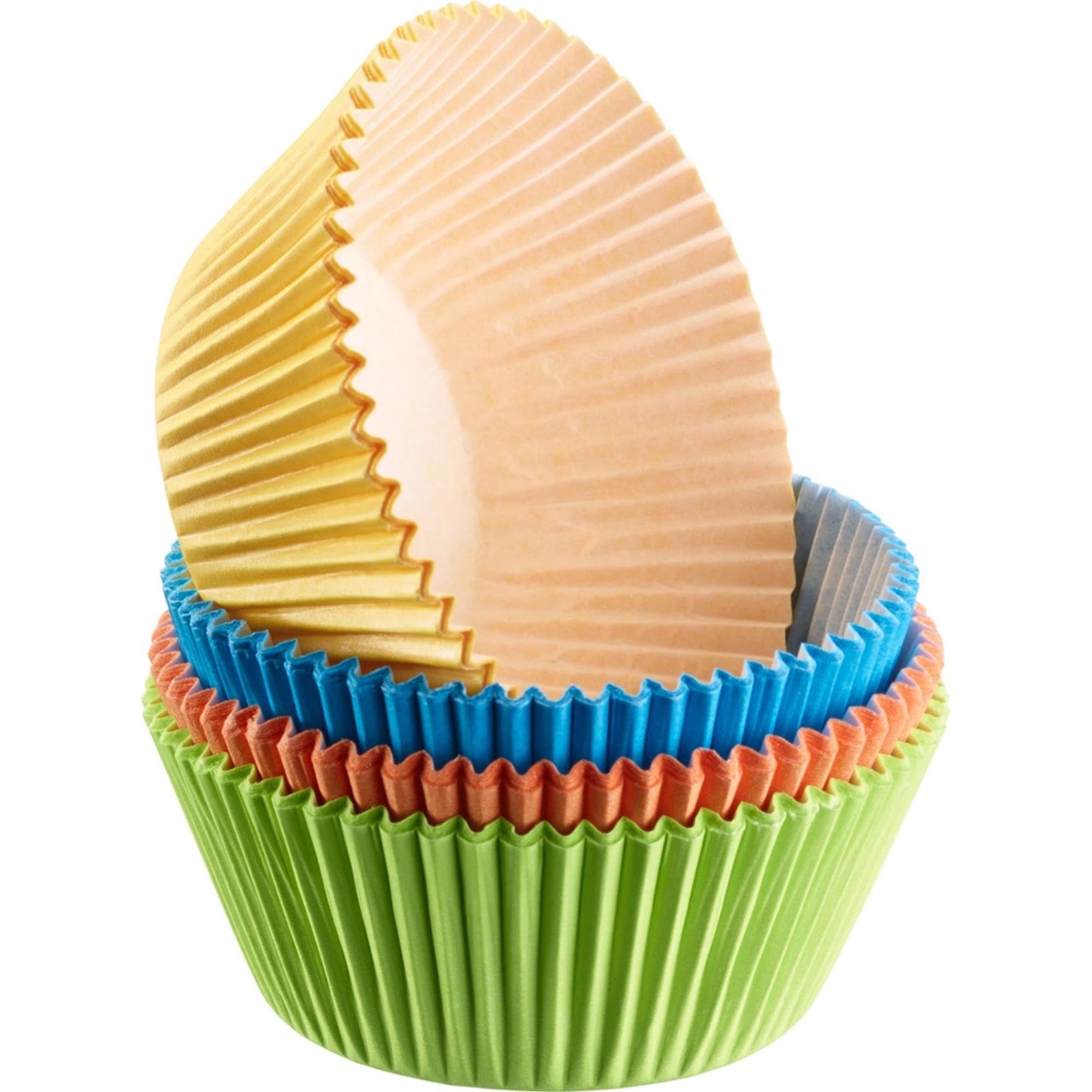 80 Muffin Papier-Backförmchen, farbig, 4-farbig sortiert in Mehrfarbig präsentiert im Onlineshop von KAQTU Design AG. Backform / Backblech ist von Westmark