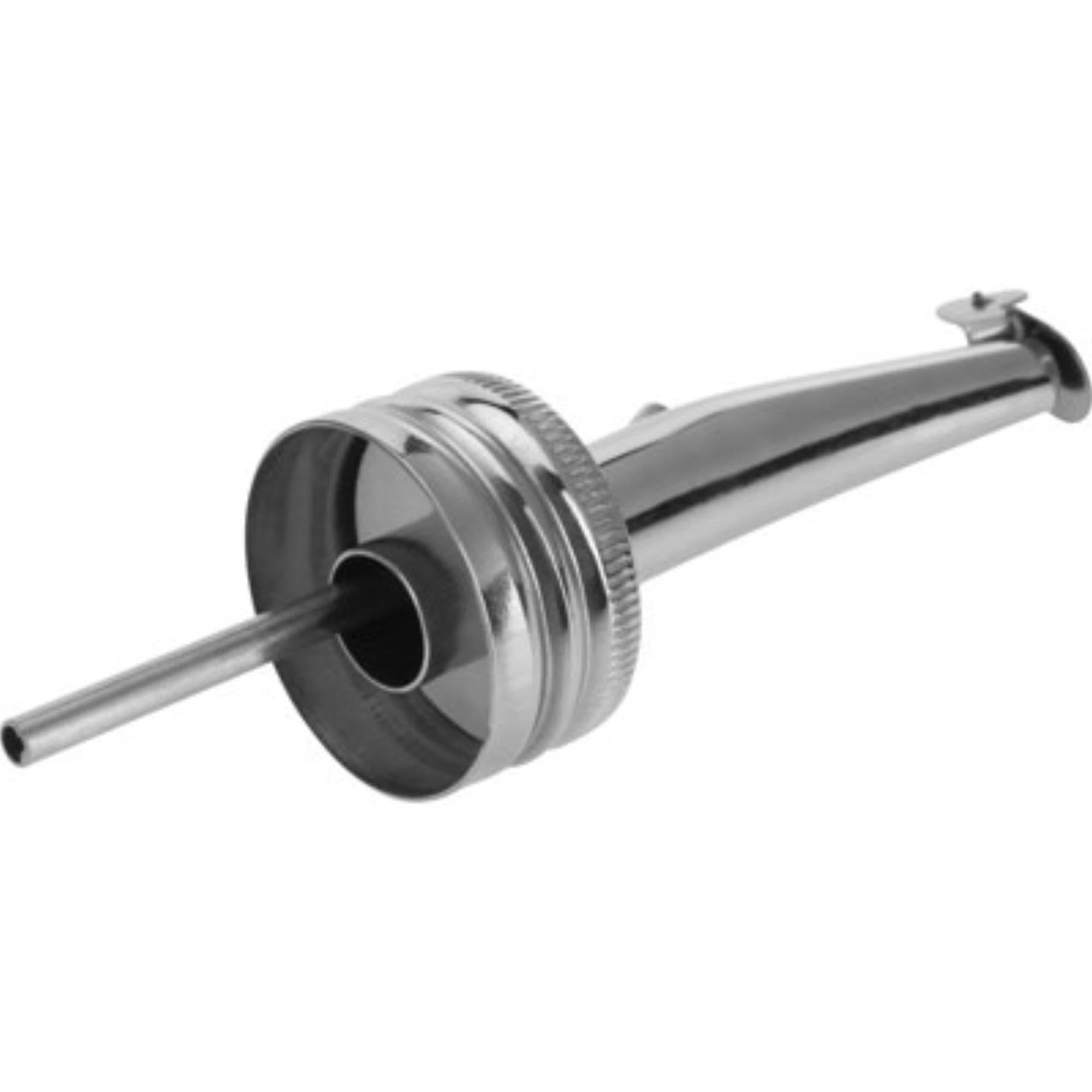 Edelstahl-Ausgießer mit Schraubverschluss, passend für 28 mm Flaschengewinde, ideal für den Gastronomiebereich.