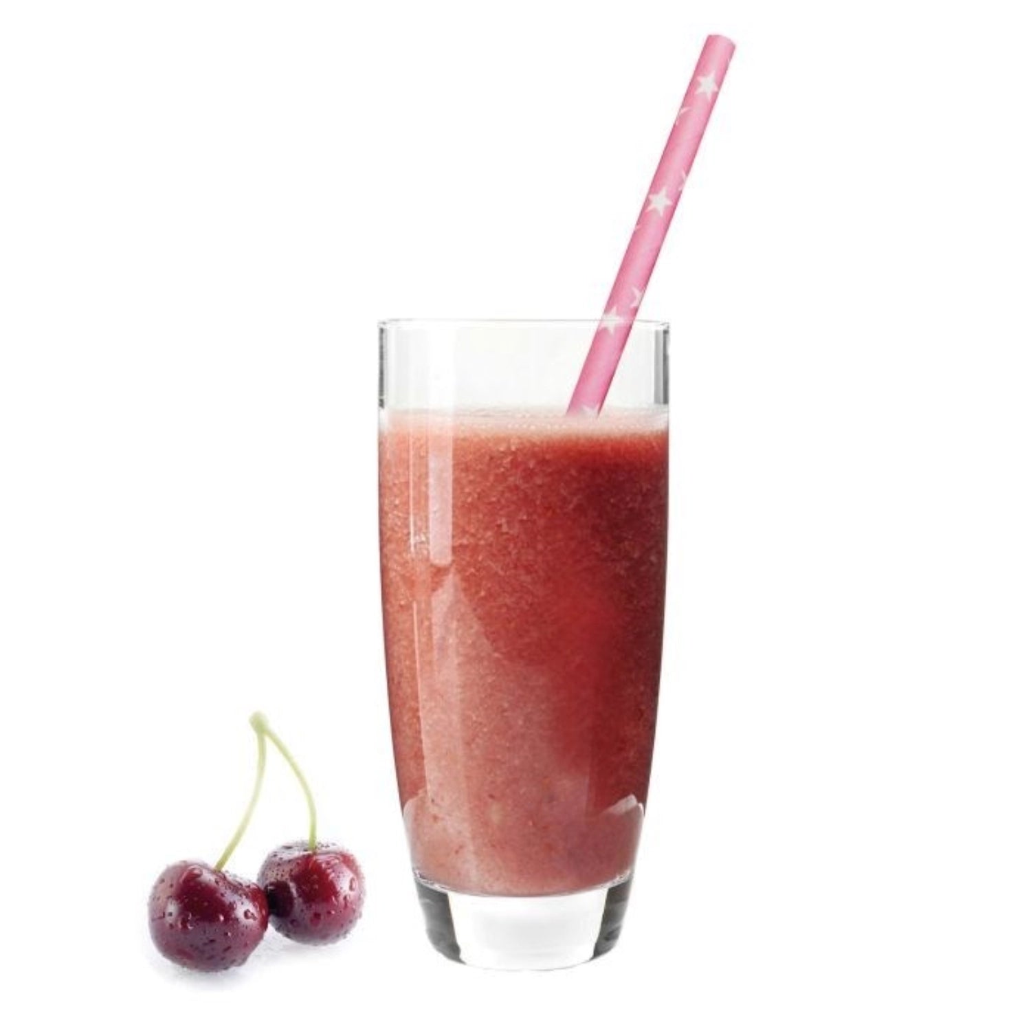 50 Papier-Trinkhalme, rosa mit weissen Sternen, 19,7cm ,50sb