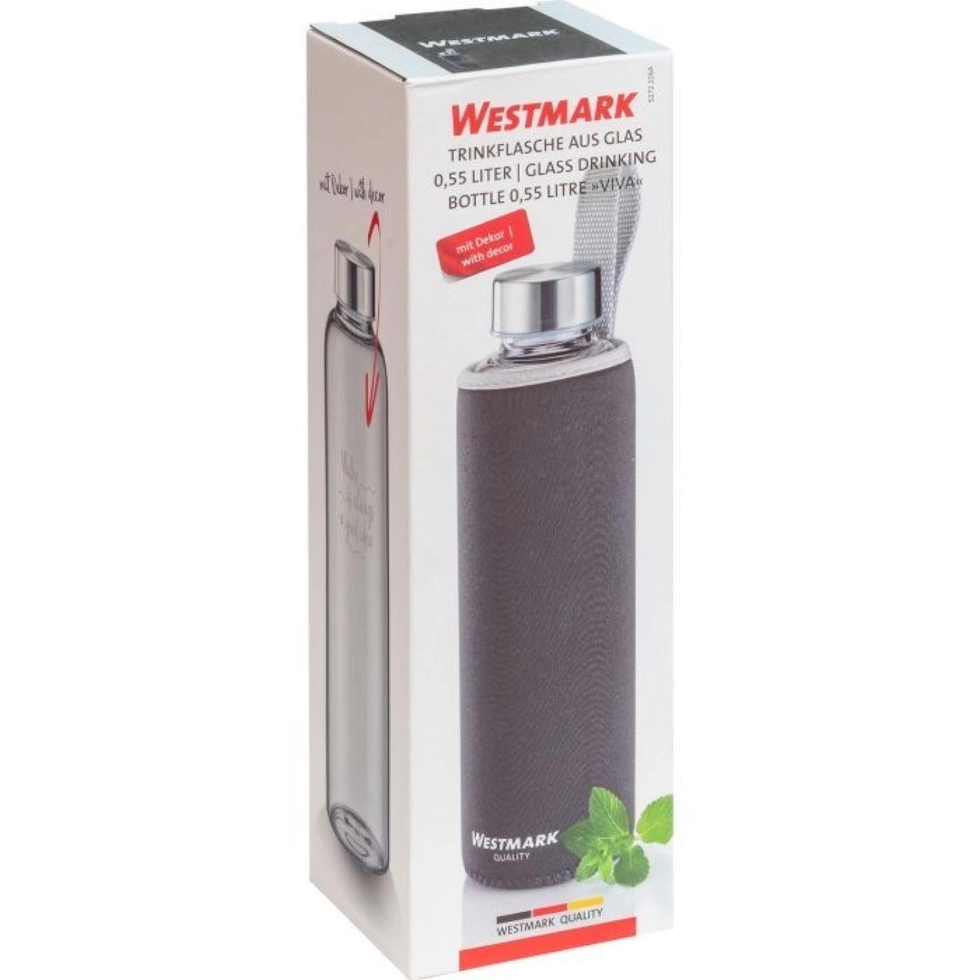 Trinkflasche Viva aus Glas 0,55 l, mit Cover, anthrazit, sb