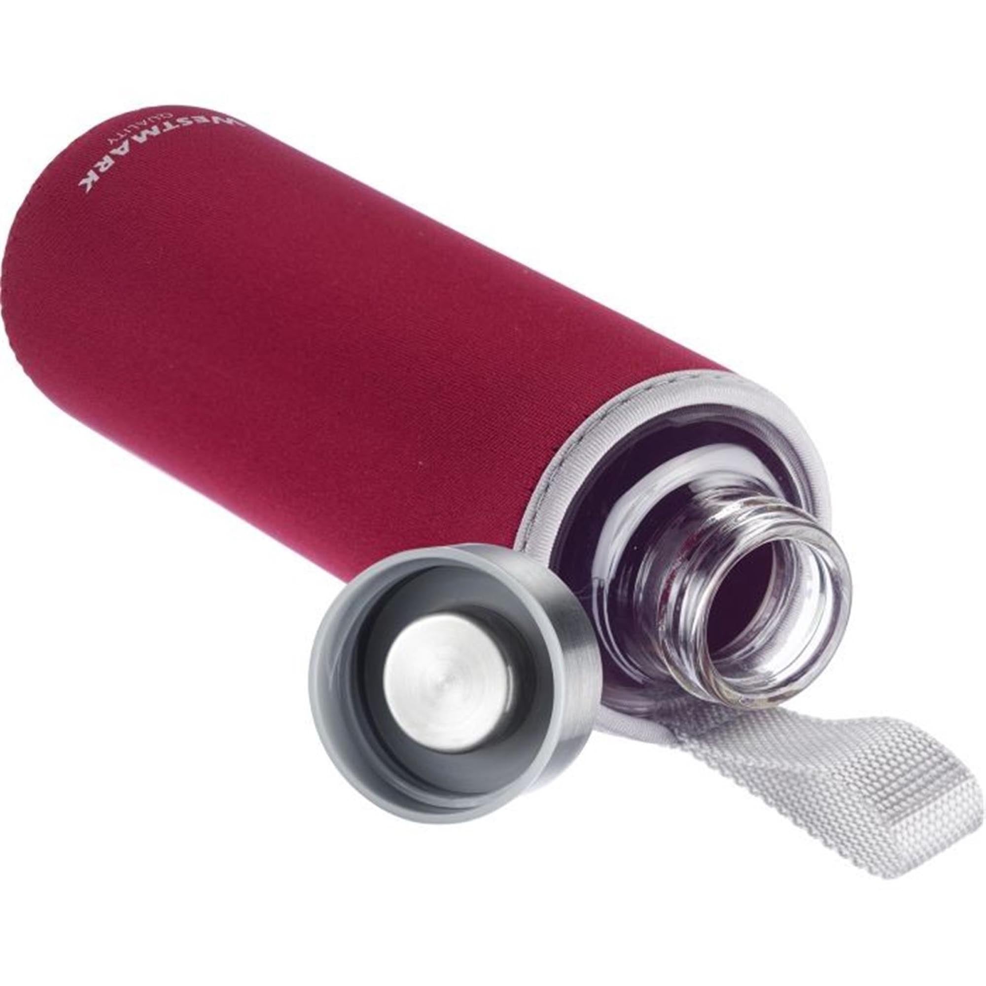 Trinkflasche Viva aus Glas 0,55 l, mit Cover, rot, sb