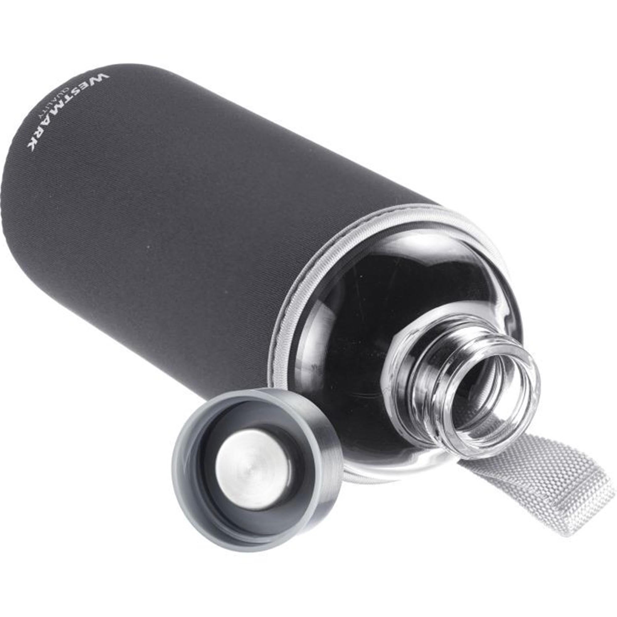 Trinkflasche Viva aus Glas 1 l, mit Cover, anthrazit, sb