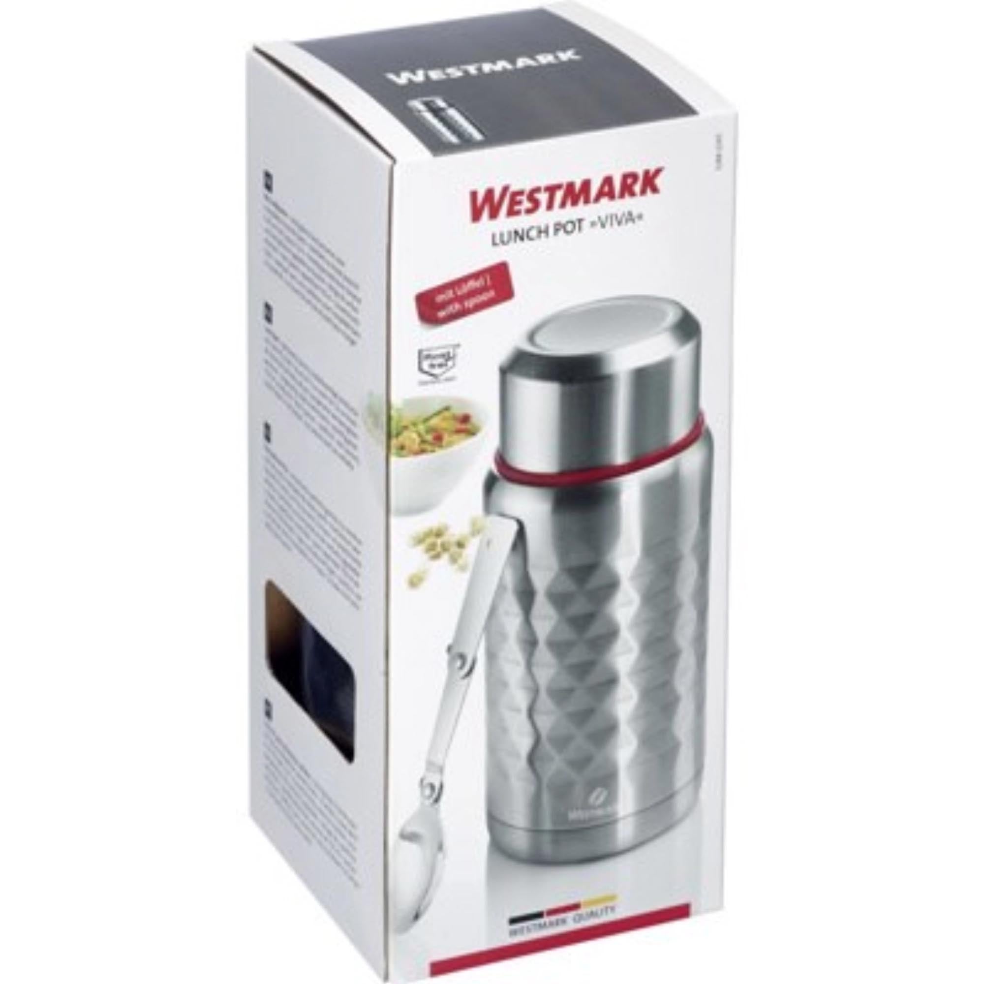 Der silberne Lunch Pot Viva (0,75l) von Westmark ist ideal für stilvolles und praktisches Essen unterwegs.