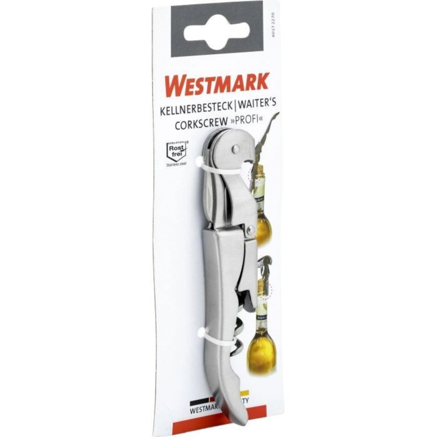 Praktisches Kellnerbesteck von Westmark mit 2-Stufen Hebel, perfekt für Flaschenöffner in der Gastronomie. Kompakte Maße: 14x1.5x2.5cm.