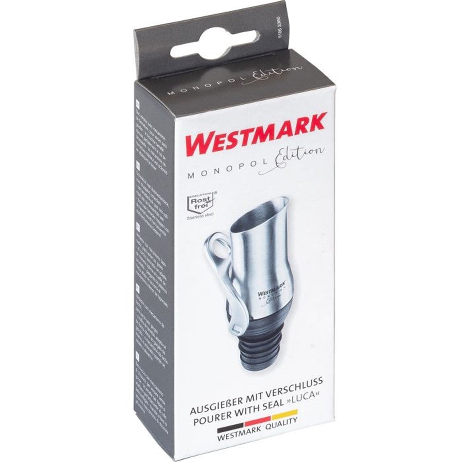 Praktischer Ausgießer mit Verschluss, ideal für präzises Dosieren von Flüssigkeiten, hochwertige Verarbeitung von Westmark.
