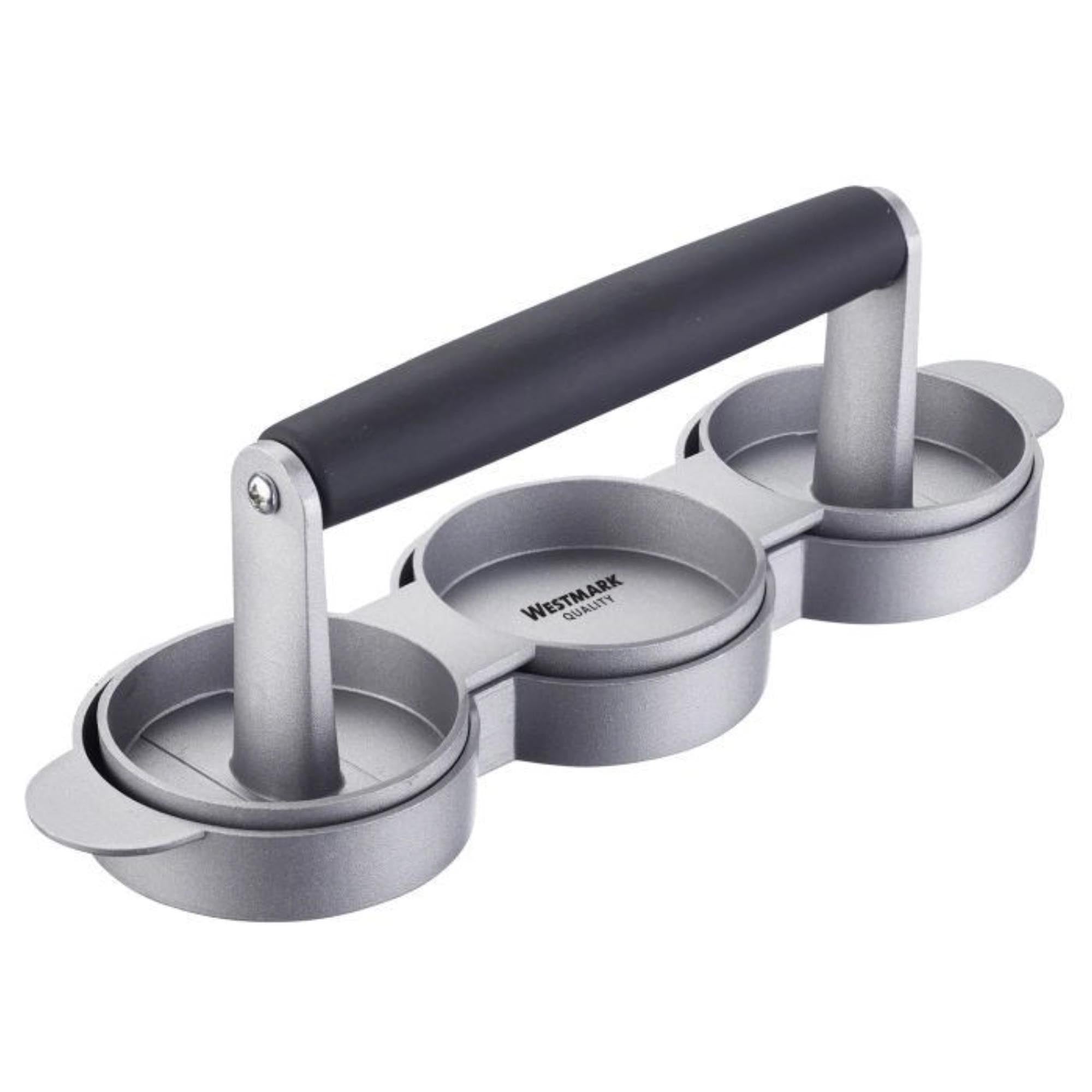 Mini-Hamburgermaker Trio, 24.5x8cm in Silber präsentiert im Onlineshop von KAQTU Design AG. Küchenhelfer ist von Westmark