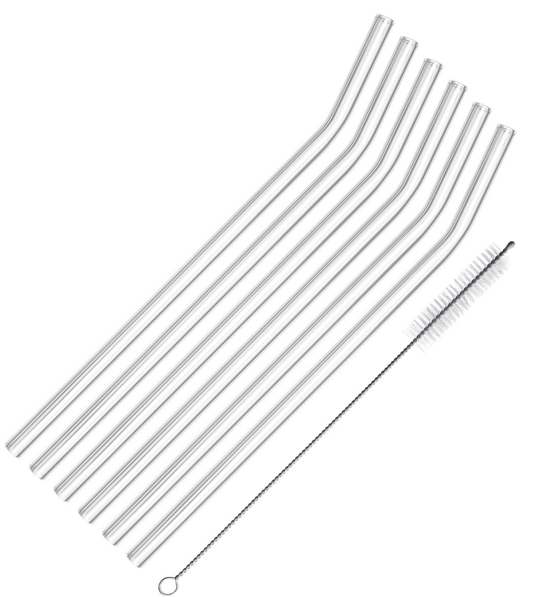 6 Trinkhalme *Glas Knick* D8 x 200mm inkl. Reinigungsbürste in Transparent präsentiert im Onlineshop von KAQTU Design AG. Barzubehör ist von Westmark
