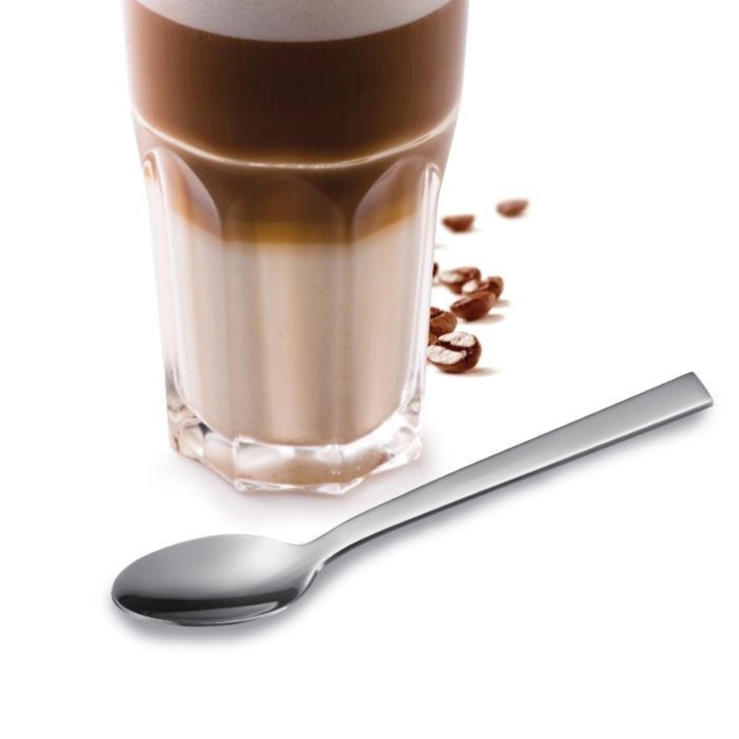 Set aus 4 stilvollen Löffeln für Latte Macchiato, gefertigt aus robustem Edelstahl 18/10 von Westmark, ideal für Kaffeegenuss mit Eleganz.
