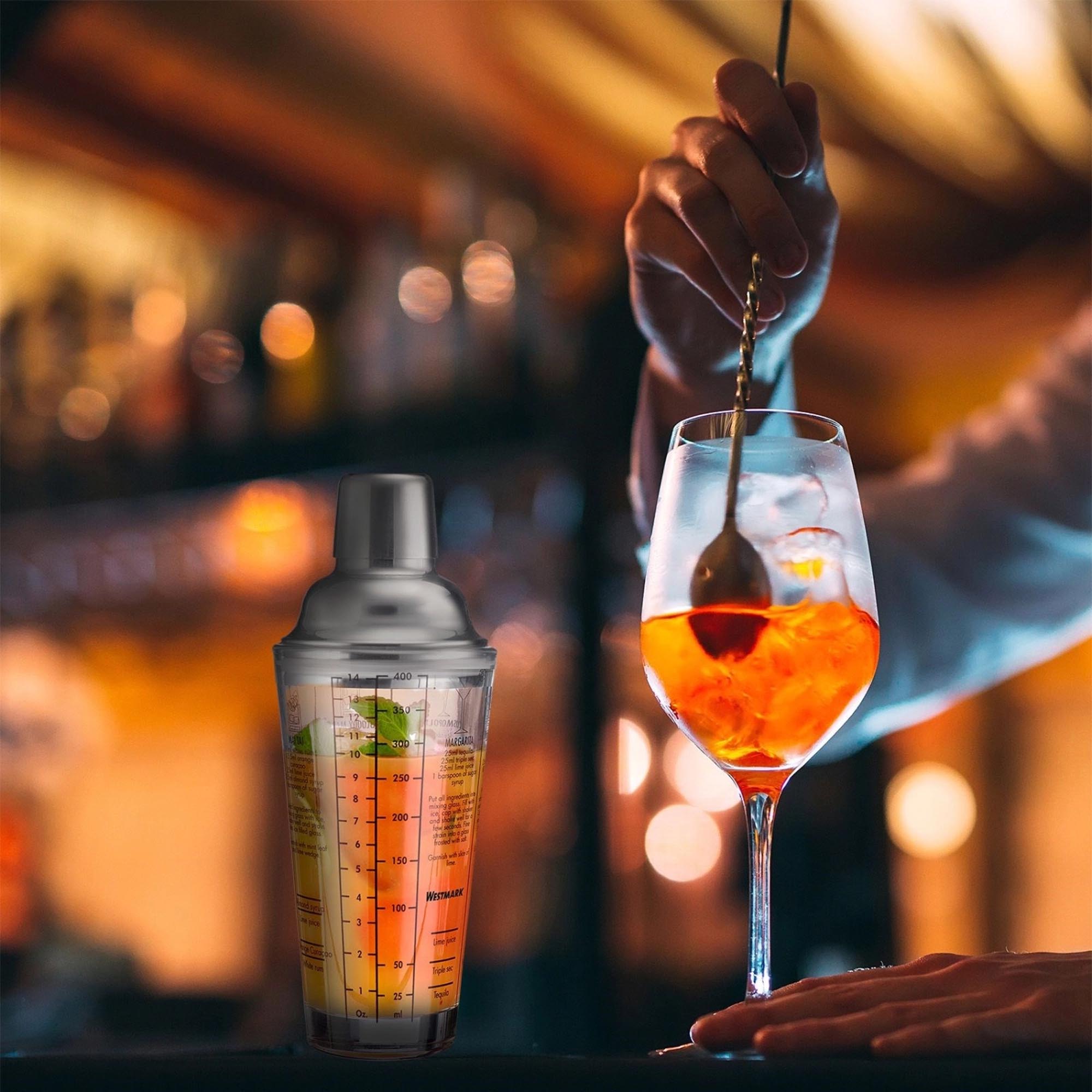 Cocktail Shaker aus Glas (400ml) von Westmark, mit Rezeptskala, perfekt für kreative Cocktails und stilvolles Mixen.