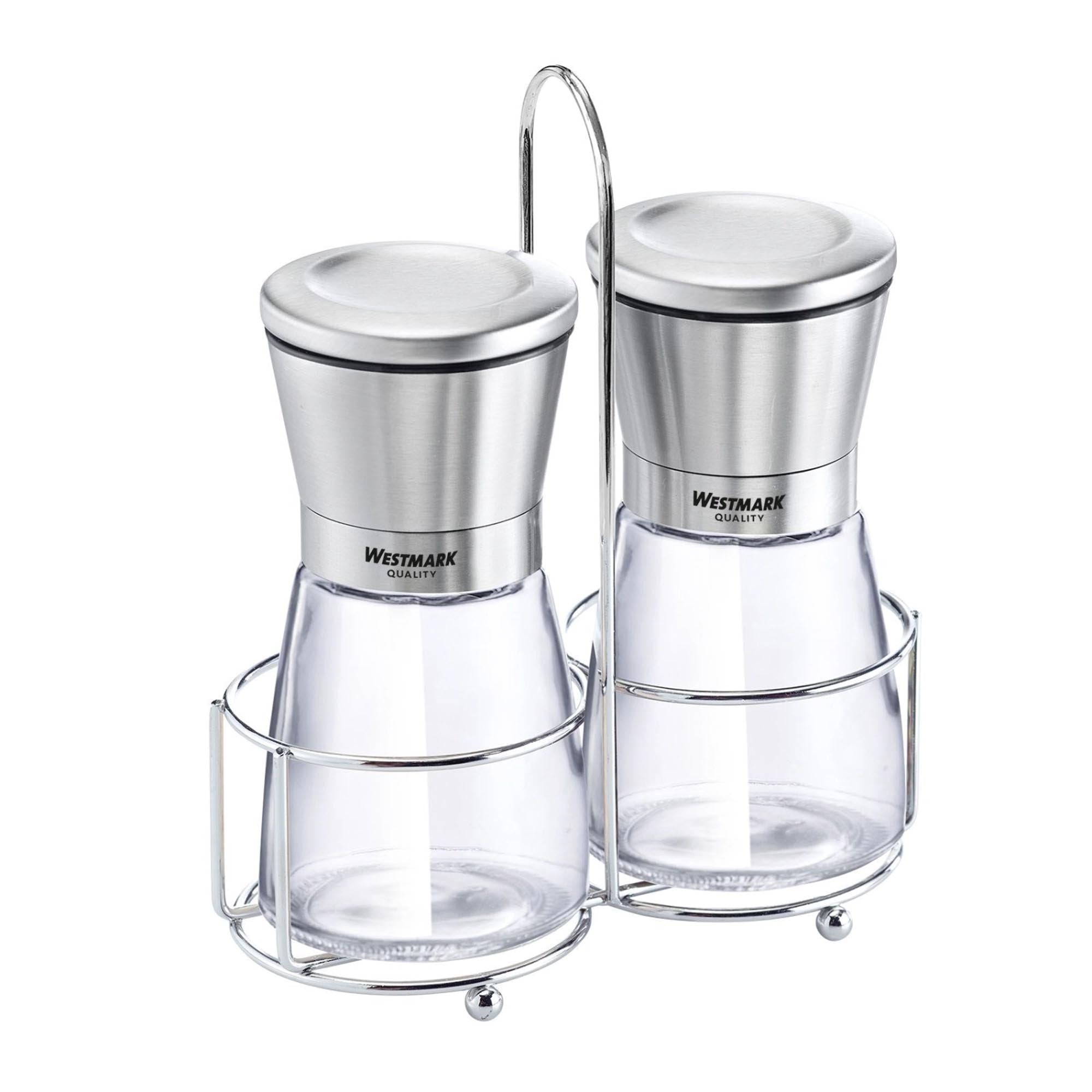 Menage mit 2 Gewürzmühlen Edelstahl in Silber präsentiert im Onlineshop von KAQTU Design AG. Salz & Pfeffer ist von Westmark