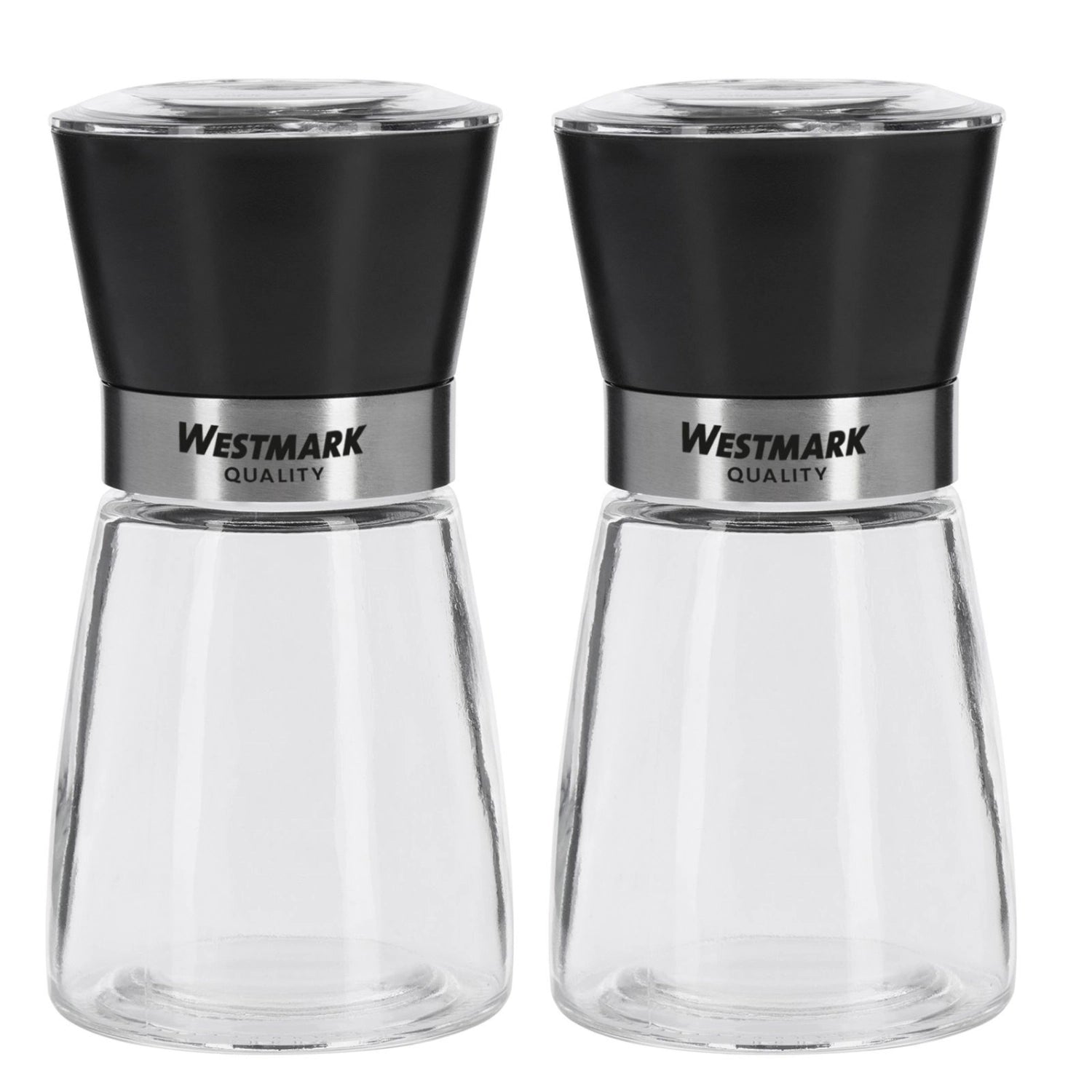 Elegantes 2-teiliges Gewürzmühlen-Set "Blacky" von Westmark, perfekt für die stilvolle Zubereitung von Salz und Pfeffer.