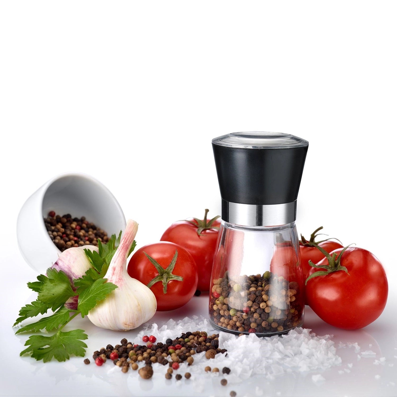 Praktisches 2-teiliges Gewürzmühlen-Set "Blacky" von Westmark, ideal für die aromatische Verfeinerung von Speisen mit Salz und Pfeffer.
