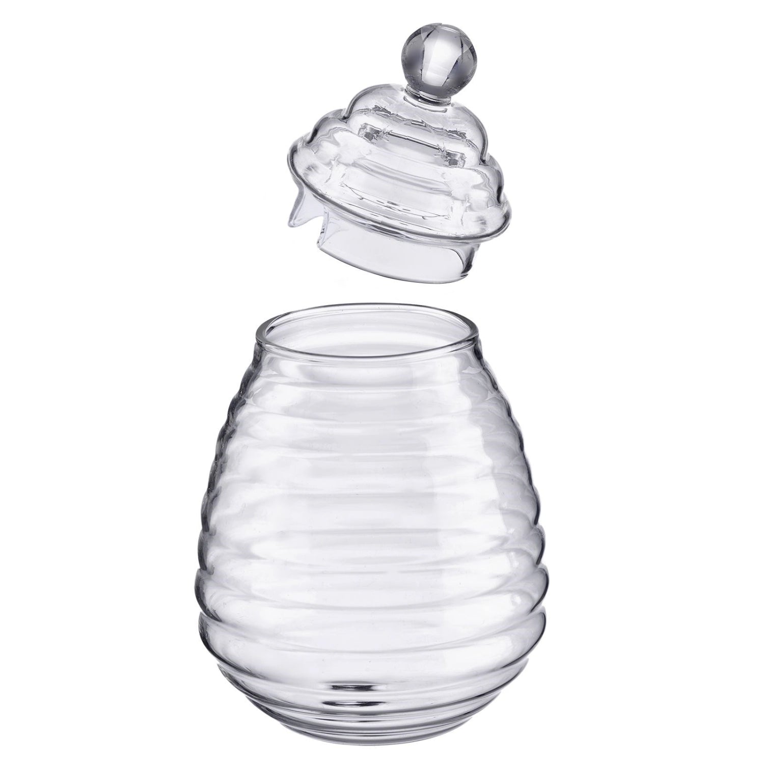 Eleganter Honigtopf Melli von Westmark, aus hochwertigem Glas mit einem dekorativen Holzdeckel, perfekt für die stilvolle Honigpräsentation.