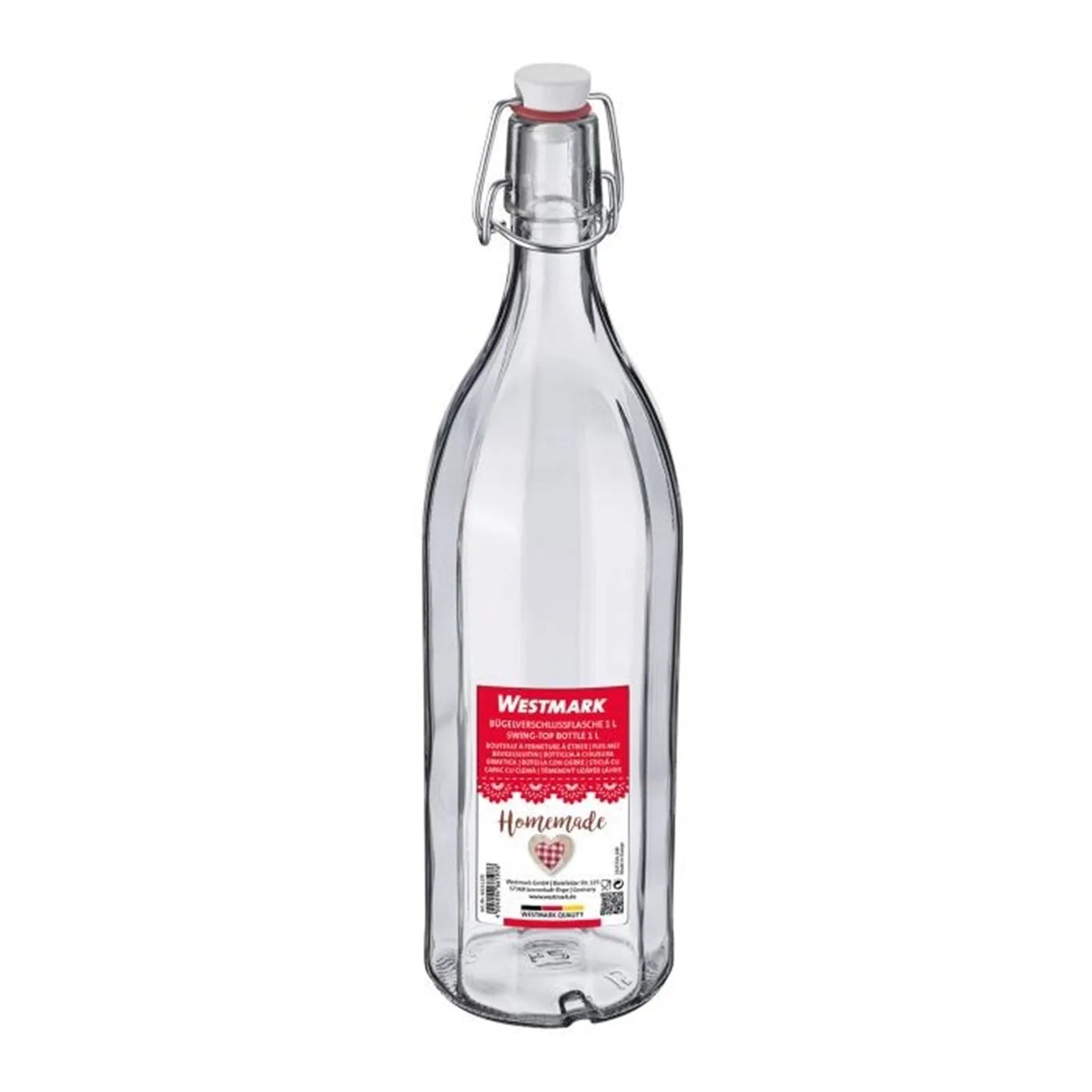 Bügelverschlussflasche mehrkant, 1 l - KAQTU Design