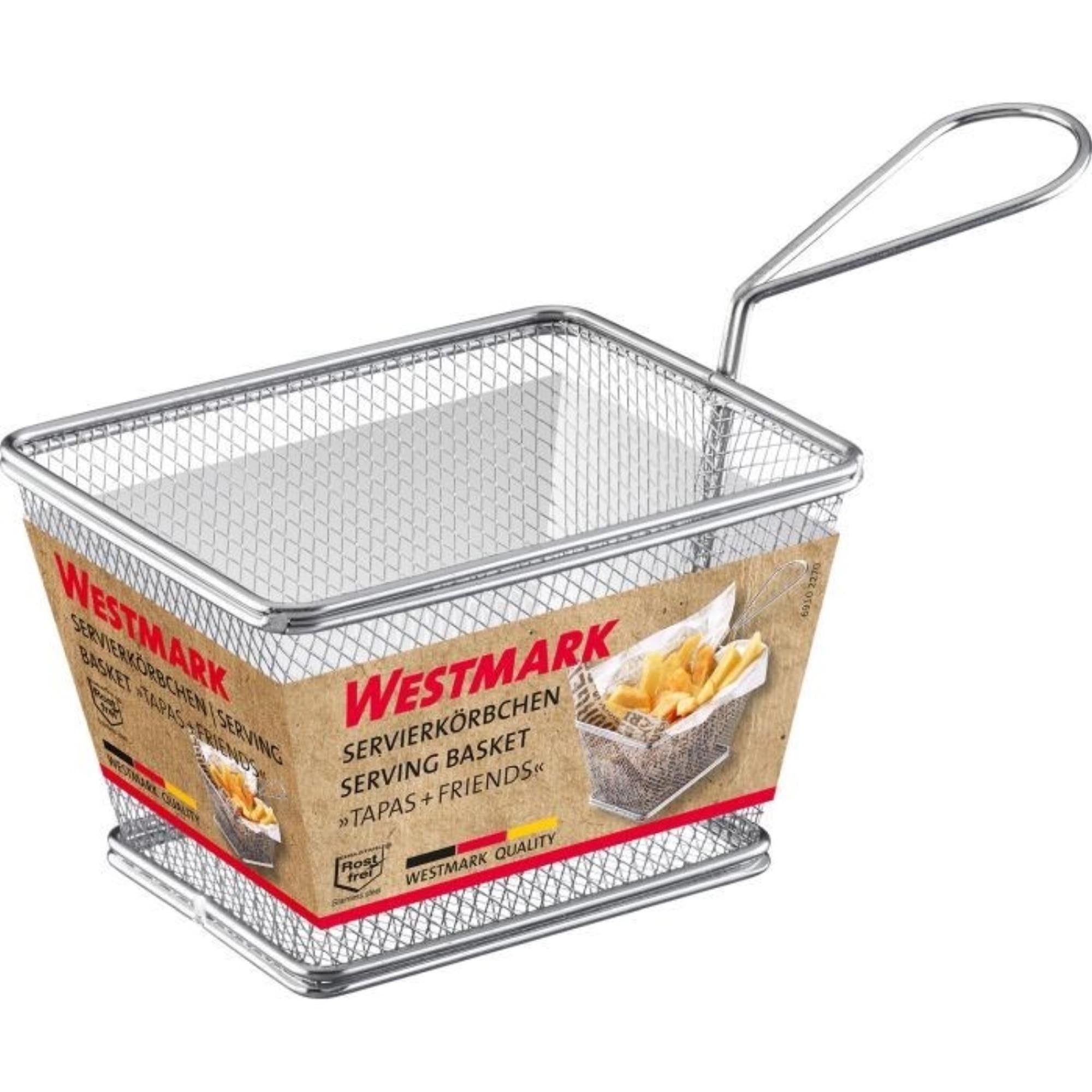 Metall-Servierkörbchen von Westmark, perfekt für Tapas und Snacks, 12x10x8cm, elegant und funktional für jede Gelegenheit.