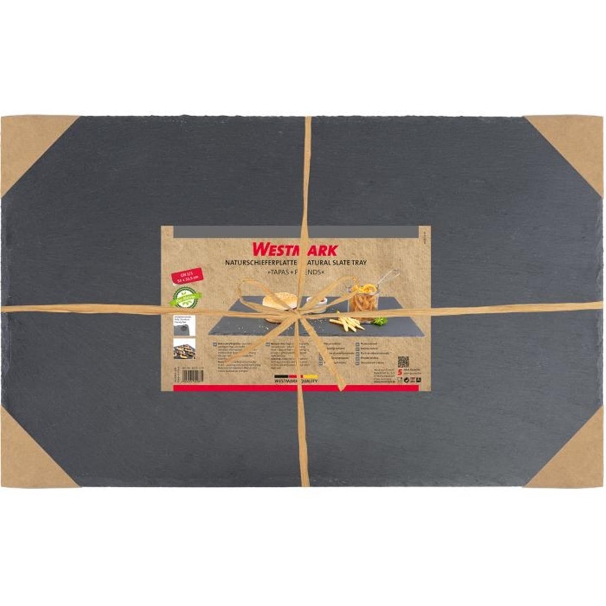 Elegante Naturschieferplatte GN 1/1 von Westmark, ideal für Tapas und Snacks, robust und stilvoll.