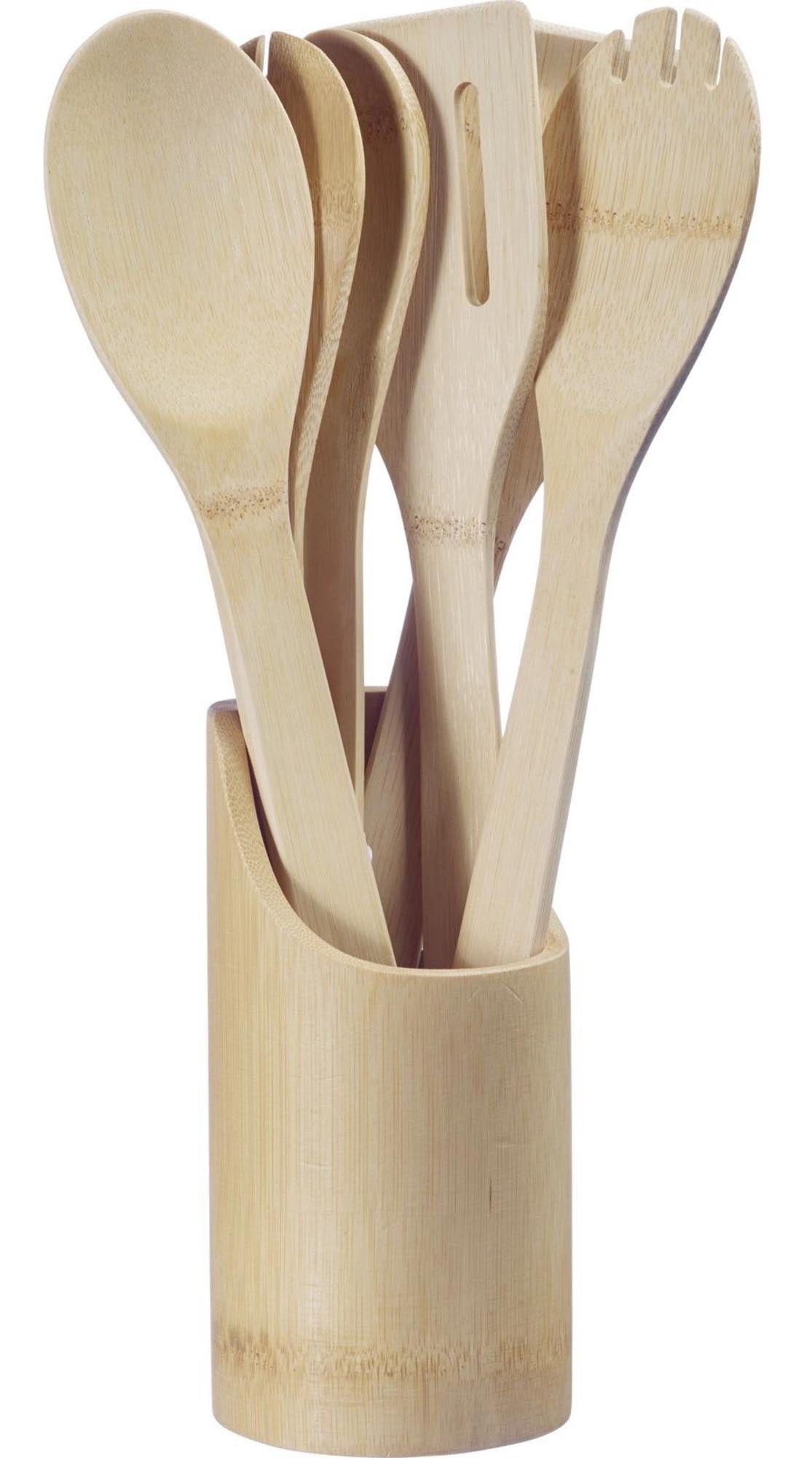 6 tlg. Set Küchenutensilien Bambus in Braun präsentiert im Onlineshop von KAQTU Design AG. Kochbesteck ist von Westmark