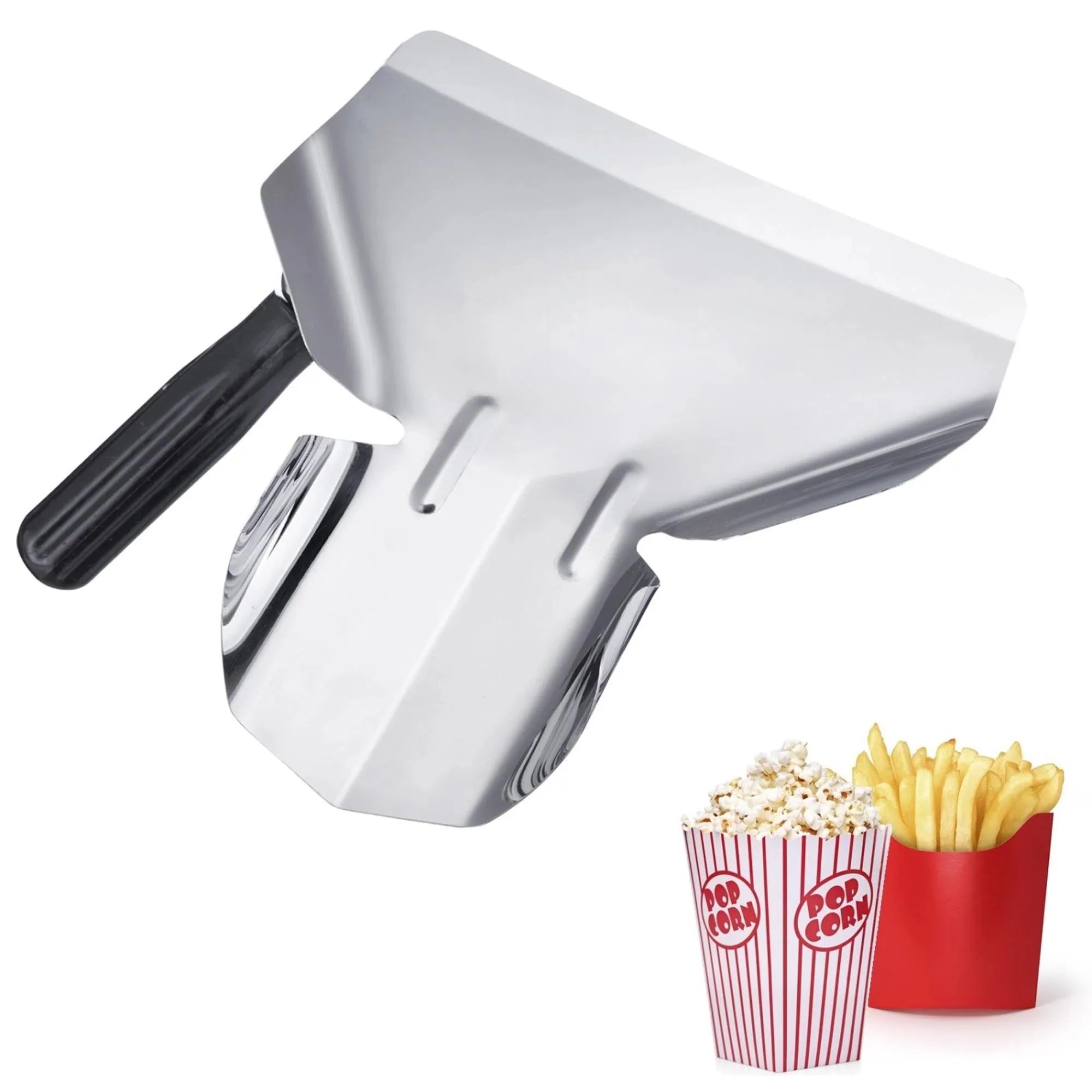 Linkshänder-Popcornschaufel von Westmark: Edelstahl, ergonomisch, langlebig. Perfekt für Snacks bei Filmabenden und Partys.