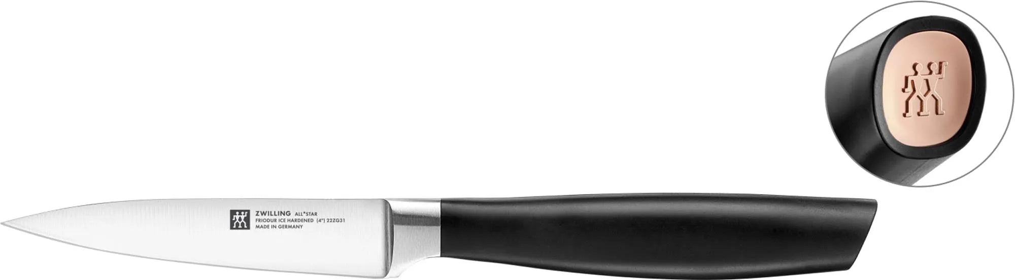 Das All Star Gemüsemesser 100 von Zwilling: Präzision und Qualität vereint in einem 10 cm Spezialstahlmesser. Ergonomisch, langlebig, ästhetisch.