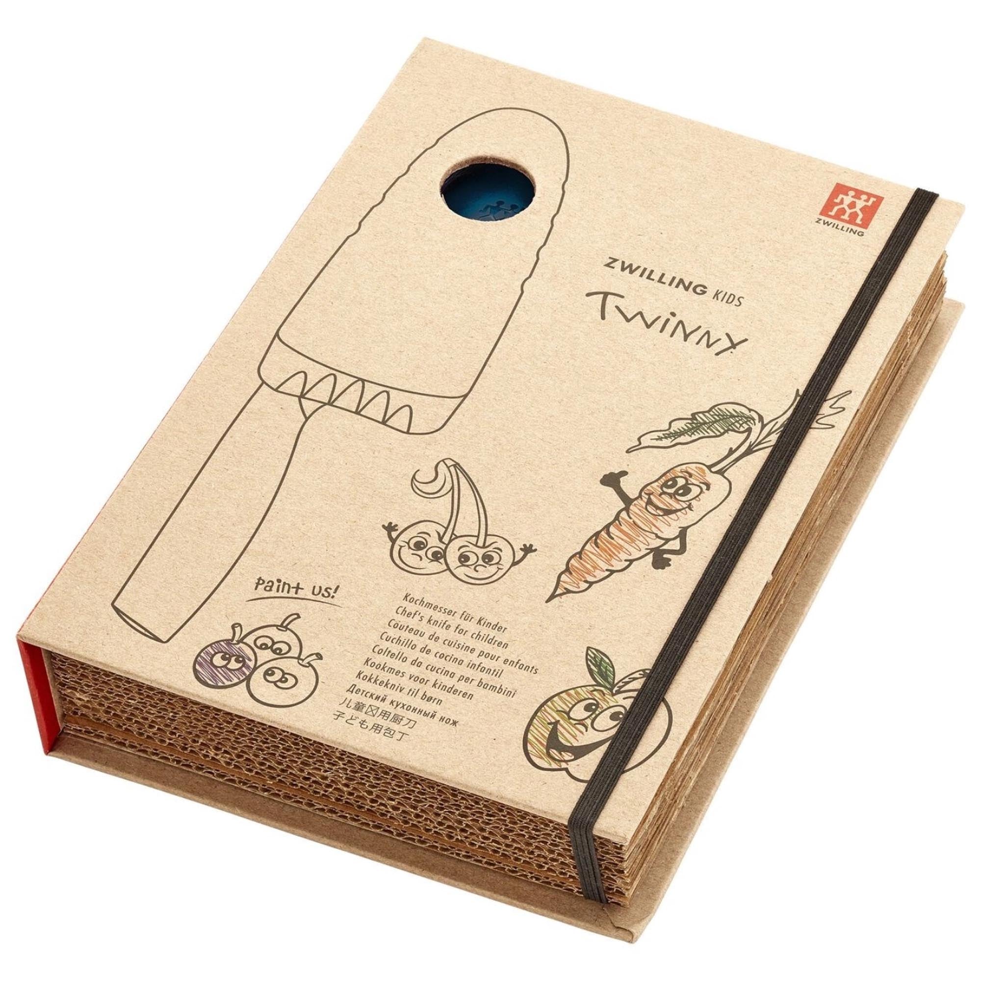 Das Zwilling Twinny Kinderkochmesser, 10 cm, in Blau, bietet Sicherheit und Spaß für Kinder beim Kochen. Perfekt für junge Köche.