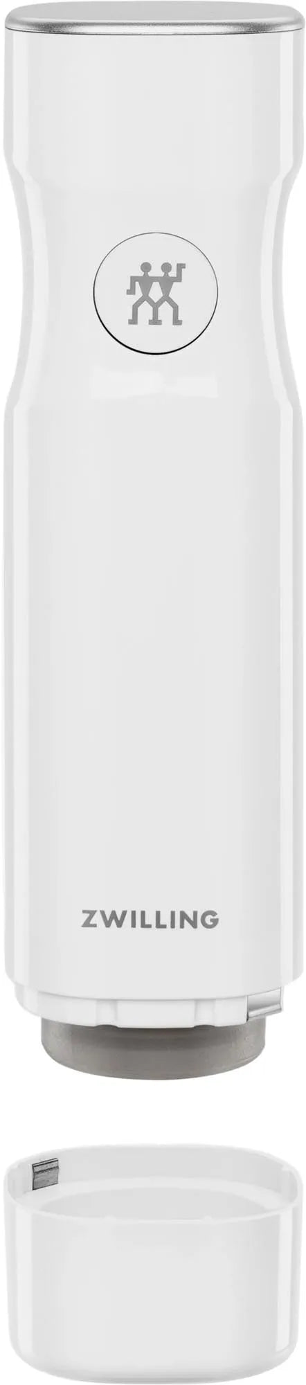 Weiße USB-Vakuumpumpe von Zwilling Kitchen, 5x5x19 cm, kompakt und ideal für die frische Lebensmittelaufbewahrung.