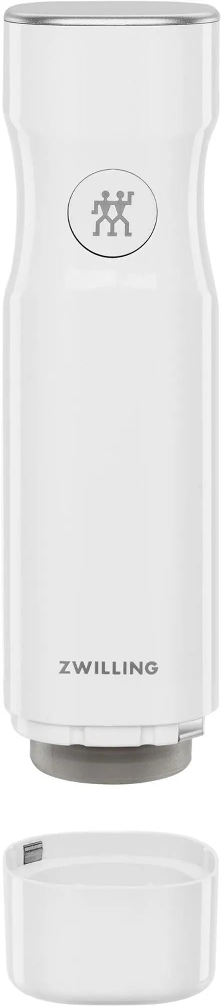 Kompakte weiße USB-Vakuumpumpe von Zwilling Kitchen, 5x5x19 cm, ideal für frisches Aufbewahren von Lebensmitteln.