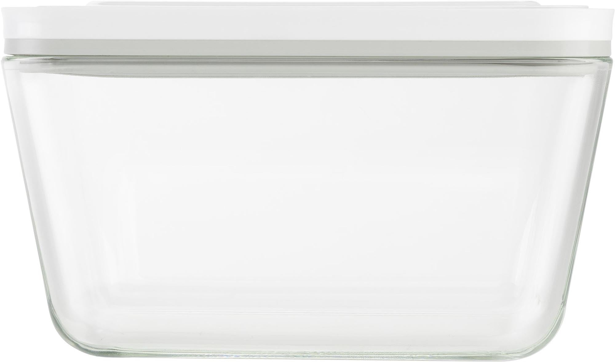 Hochwertige Vakuumbox aus Glas, 1.6 L, Maße 21.4x14.4x12.8 cm, ideal für frische Lebensmittelaufbewahrung. Von Zwilling Kitchen.