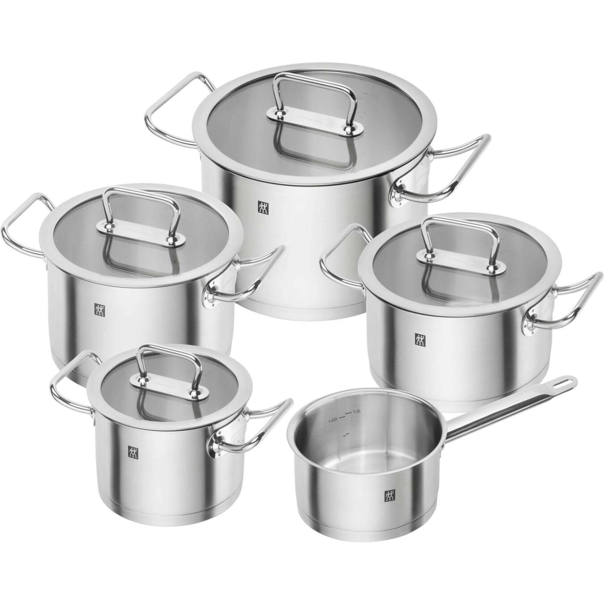Zwilling Pro Kochgeschirr-Set 5tlg. in Silber präsentiert im Onlineshop von KAQTU Design AG. Pfanne/Topf ist von Zwilling Kitchen
