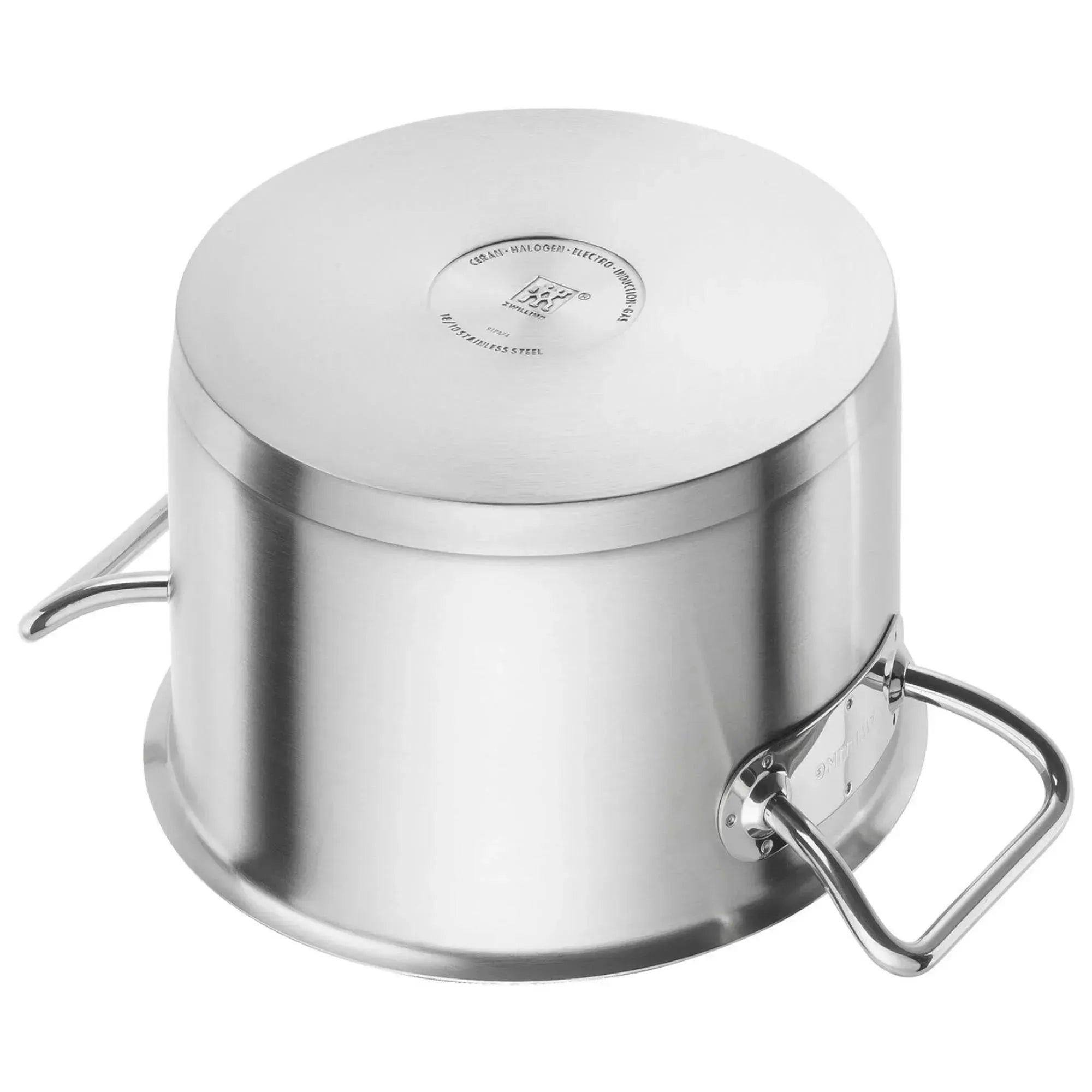 Hochwertiger ZWILLING Pro Kochtopf, 28 cm, ideal für große Portionen, langlebig, energiesparend, aus Edelstahl, für alle Herdarten geeignet.